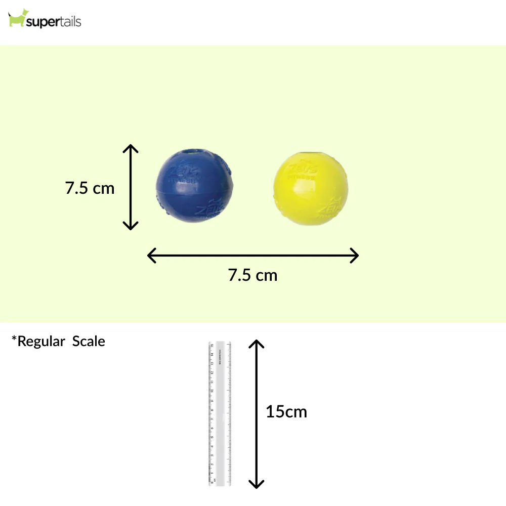 Zeus Tpr Encased Tennis Ball Toy for Dogs (Blue & Yellow) - Image 2