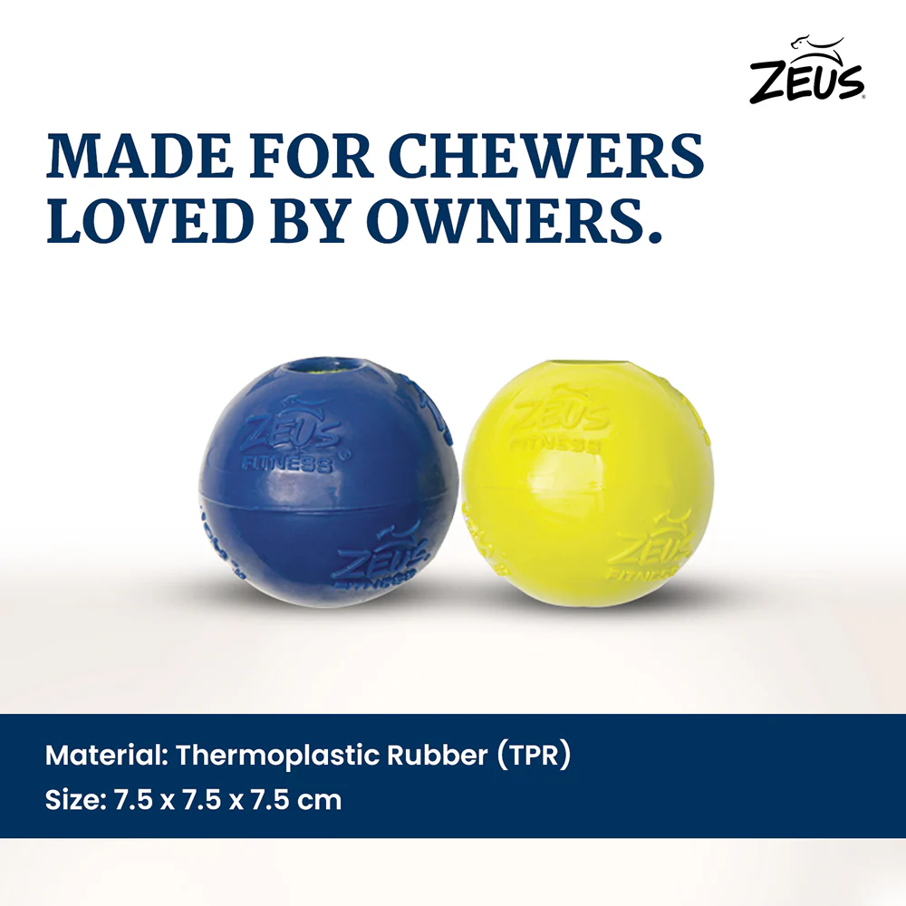 Zeus Tpr Encased Tennis Ball Toy for Dogs (Blue & Yellow) - Image 6