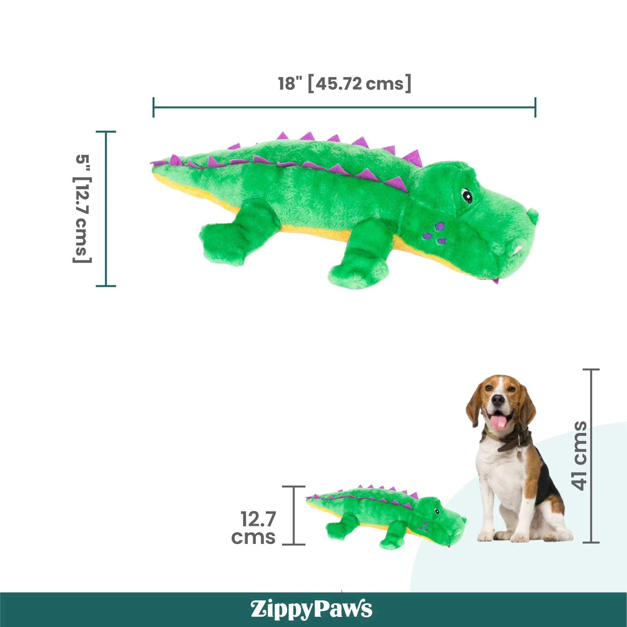 Zippy Paws Alvin the Alligator Grunterz Plush Toy for Dogs - Image 5