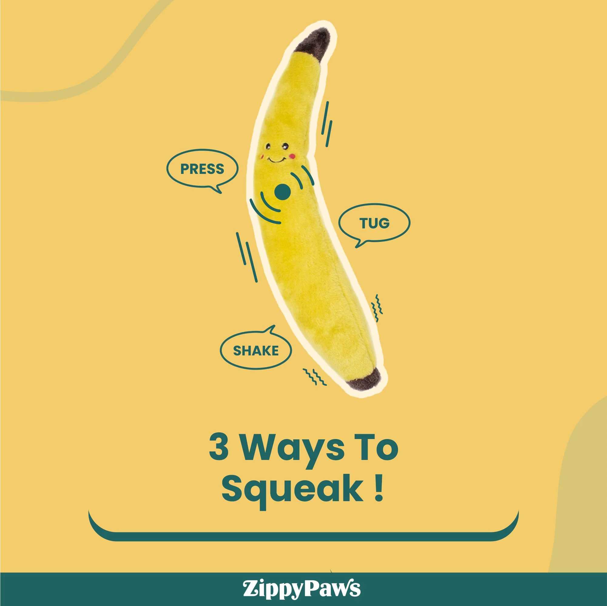 Zippy Paws Banana Jigglerz Plush Toy for Dogs - Image 4