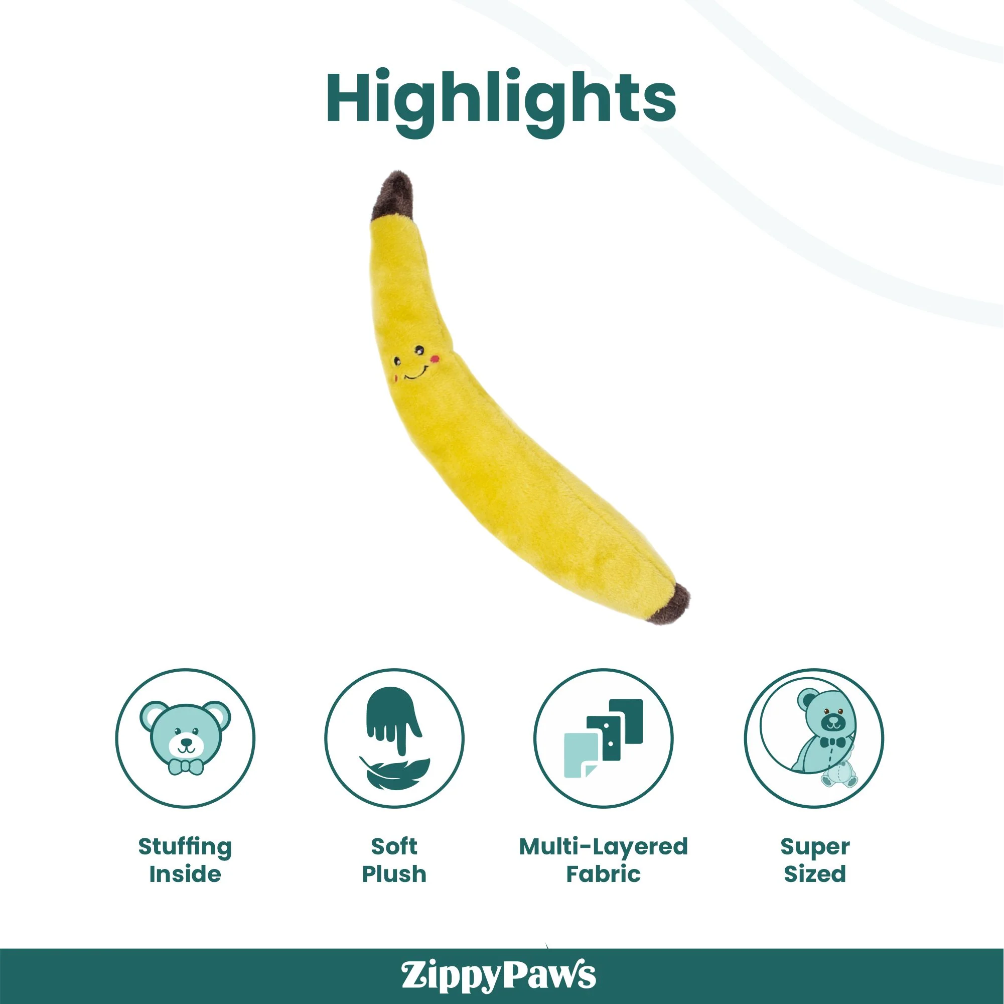 Zippy Paws Banana Jigglerz Plush Toy for Dogs - Image 5