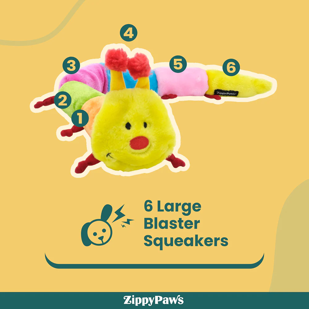 Zippy Paws Blasters Caterpiller Jumbo Plush Toy for Dogs - Image 3