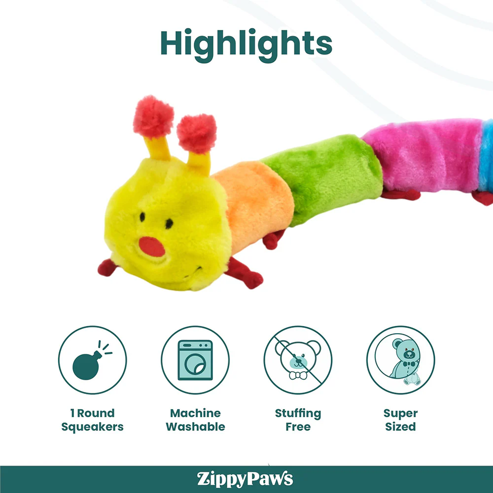 Zippy Paws Blasters Caterpiller Jumbo Plush Toy for Dogs - Image 4