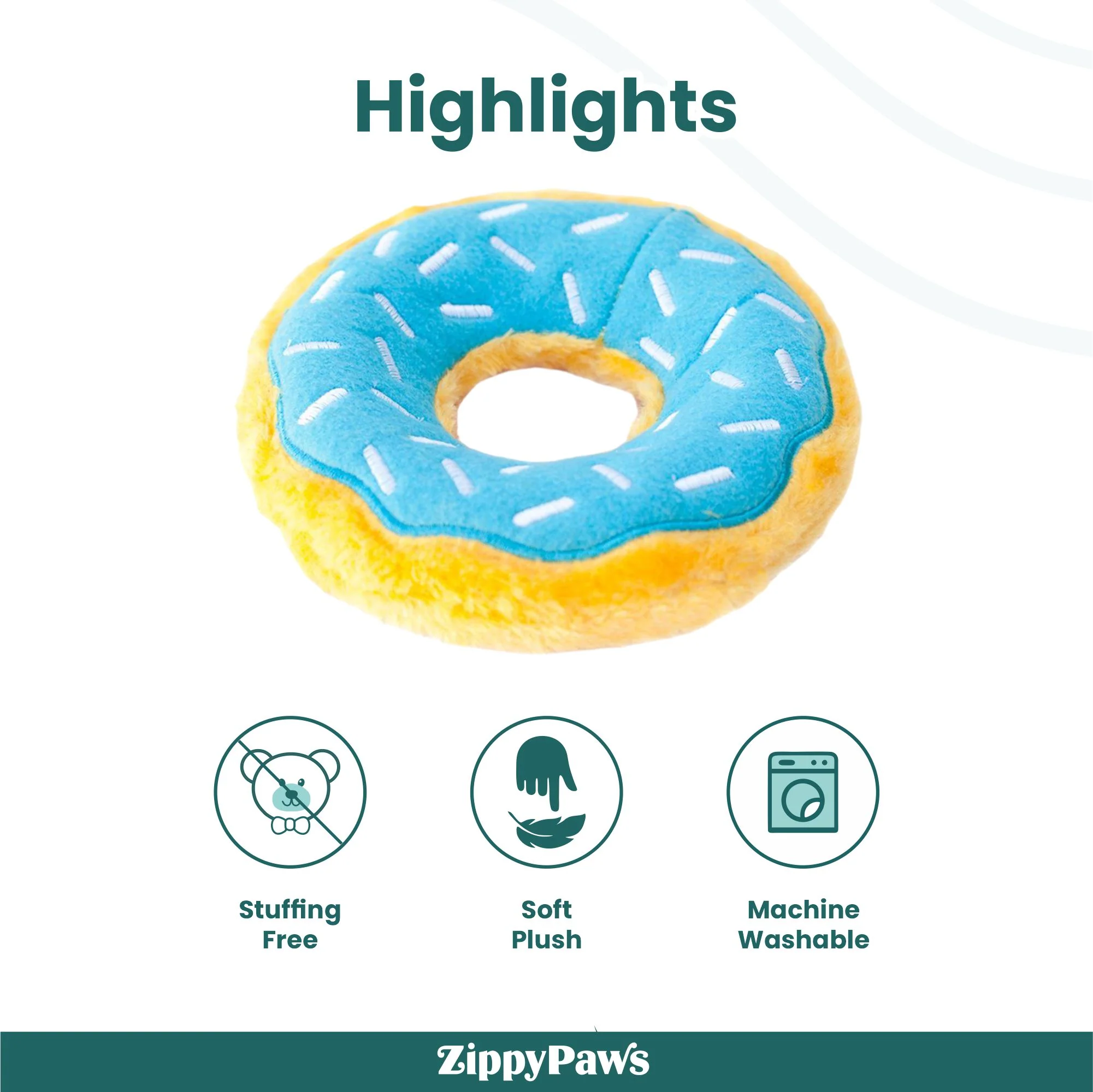 Zippy Paws Blueberry Donutz Plush Toy for Dogs - Image 4