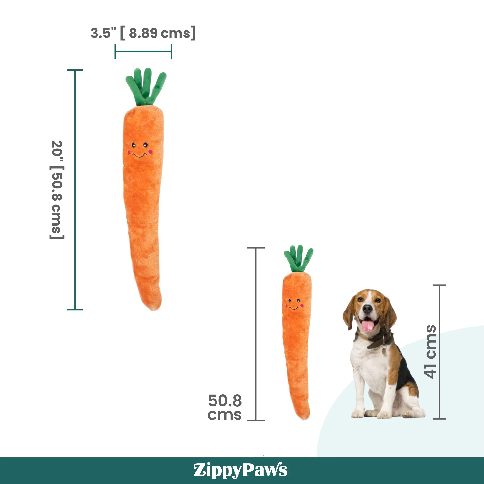 Zippy Paws Carrot Jigglerz Plush Toy for Dogs - Image 3