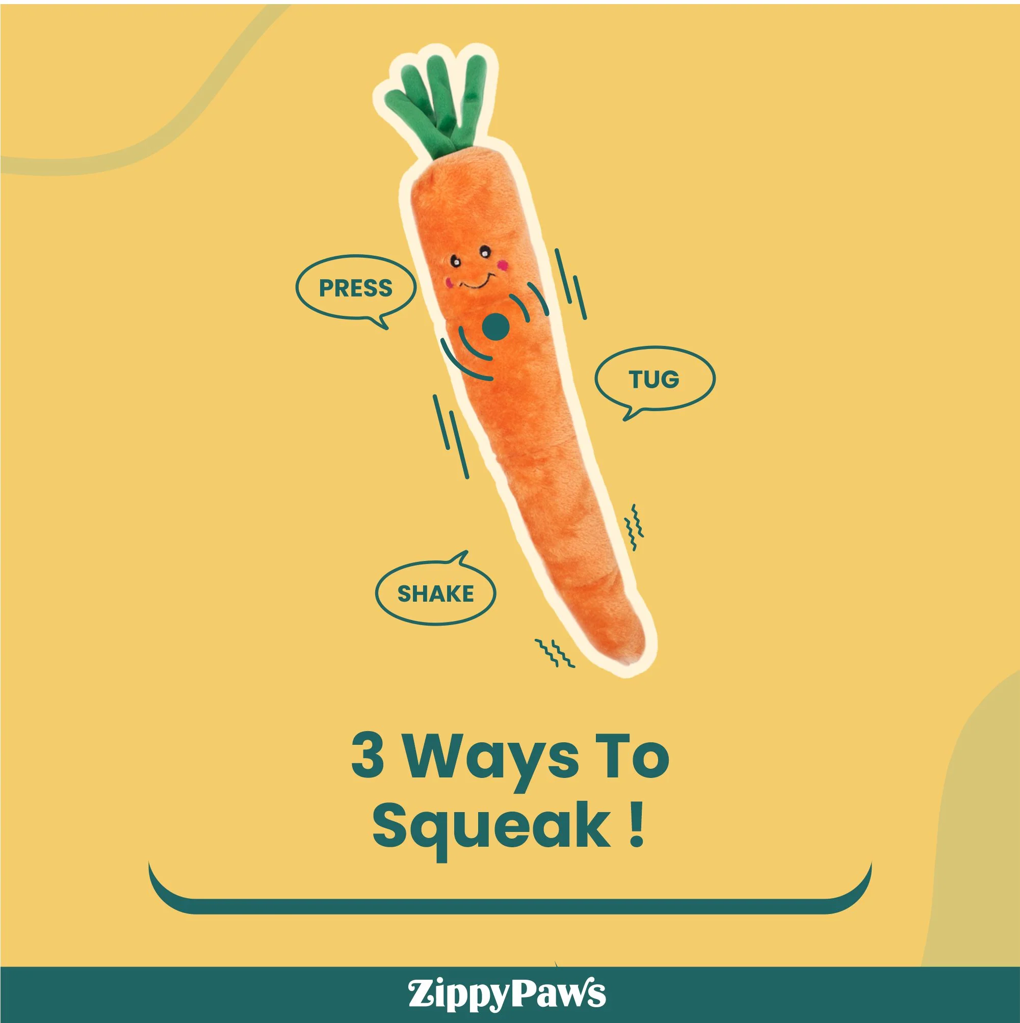 Zippy Paws Carrot Jigglerz Plush Toy for Dogs - Image 4