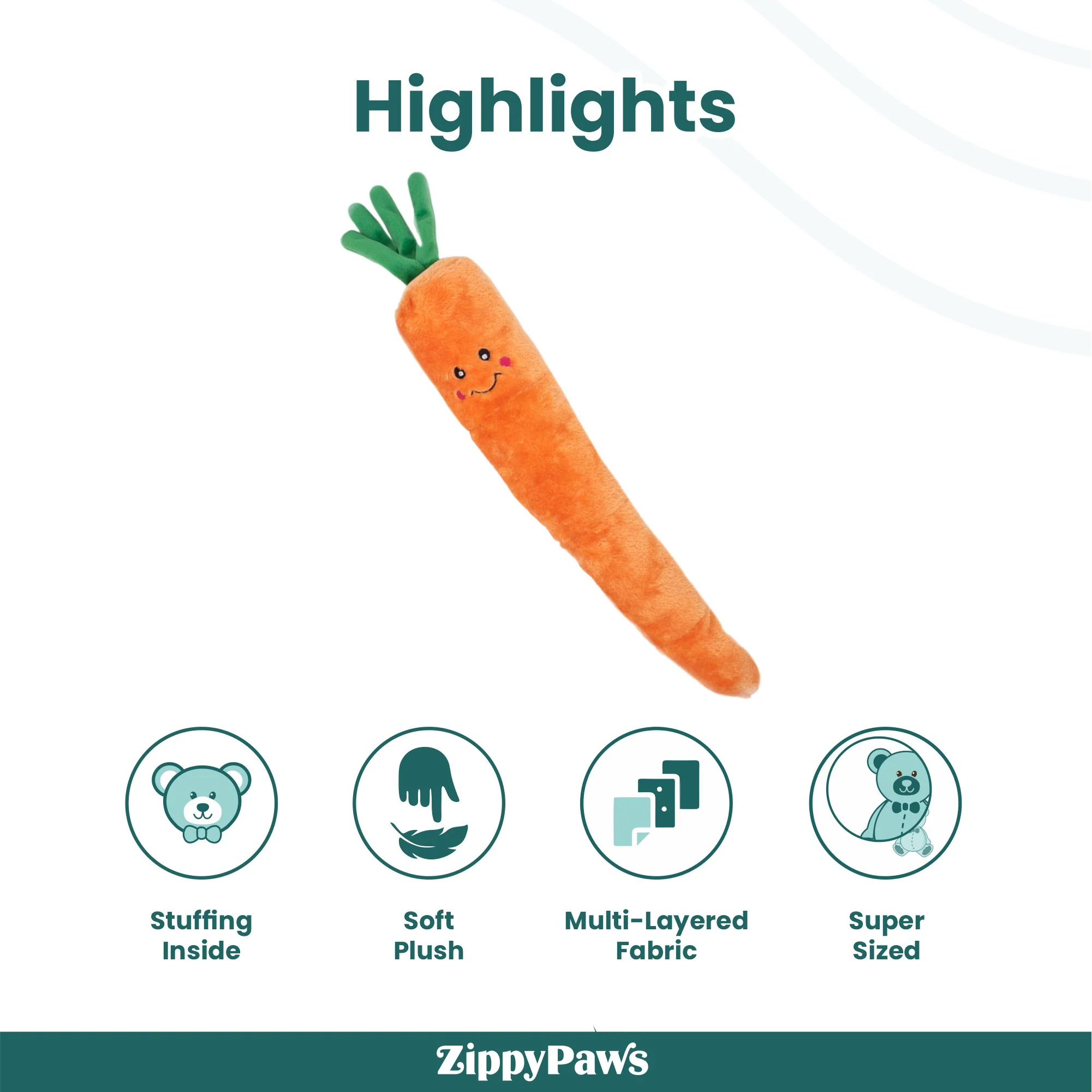 Zippy Paws Carrot Jigglerz Plush Toy for Dogs - Image 5