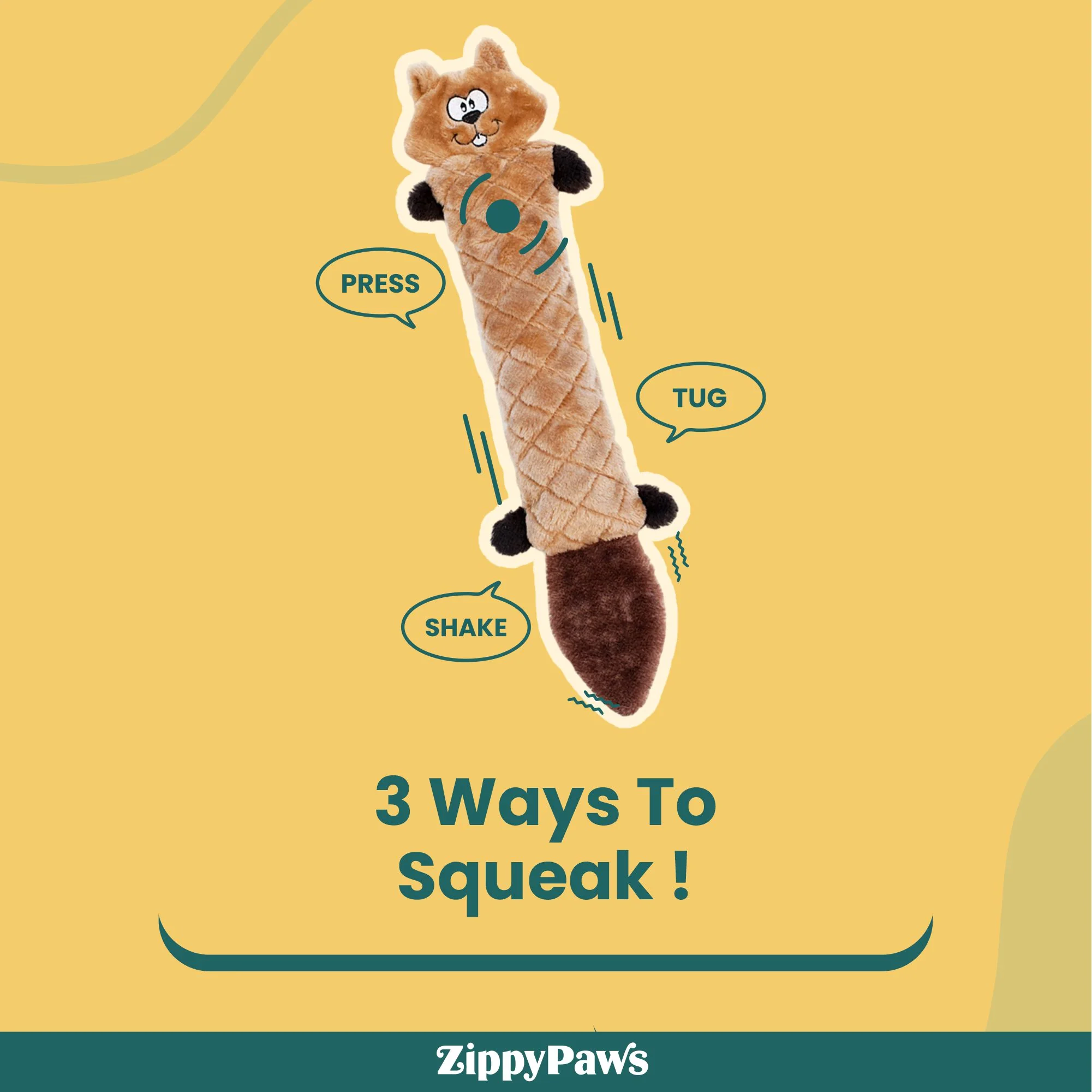 Zippy Paws Chipmunk Jigglerz Plush Toy for Dogs - Image 3