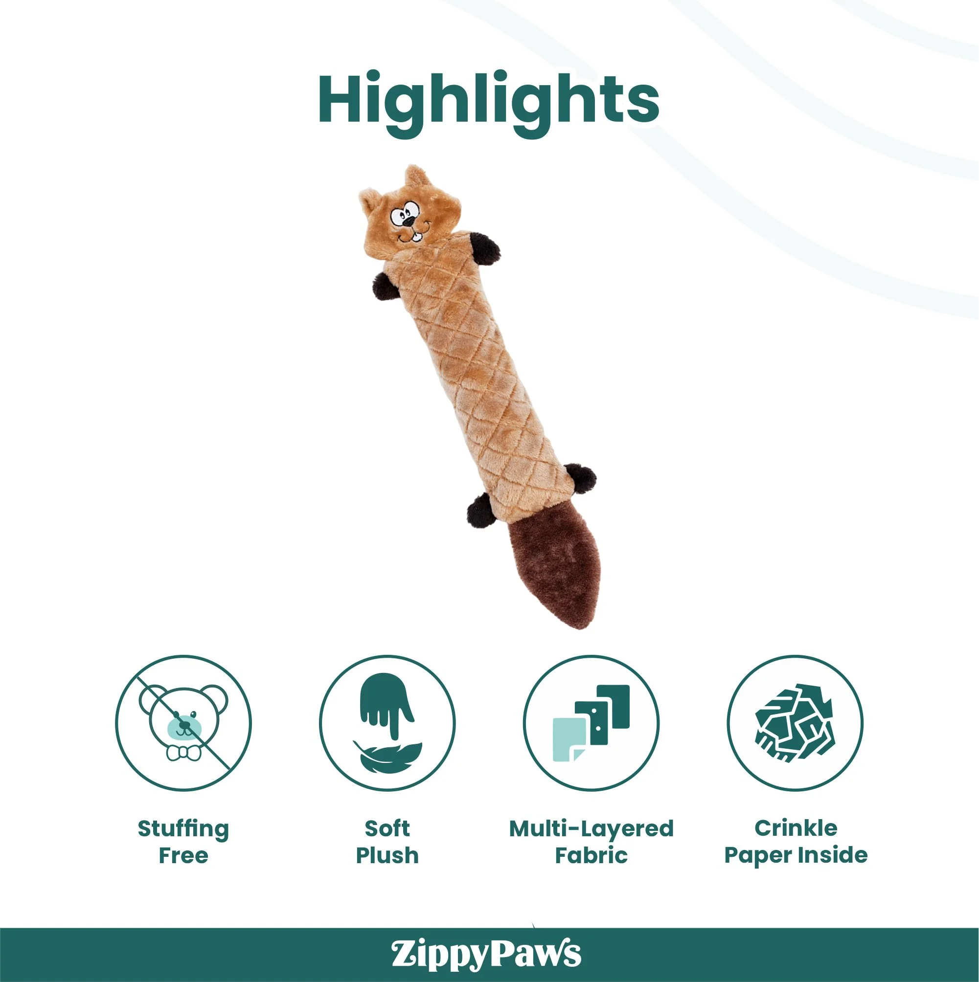 Zippy Paws Chipmunk Jigglerz Plush Toy for Dogs - Image 4