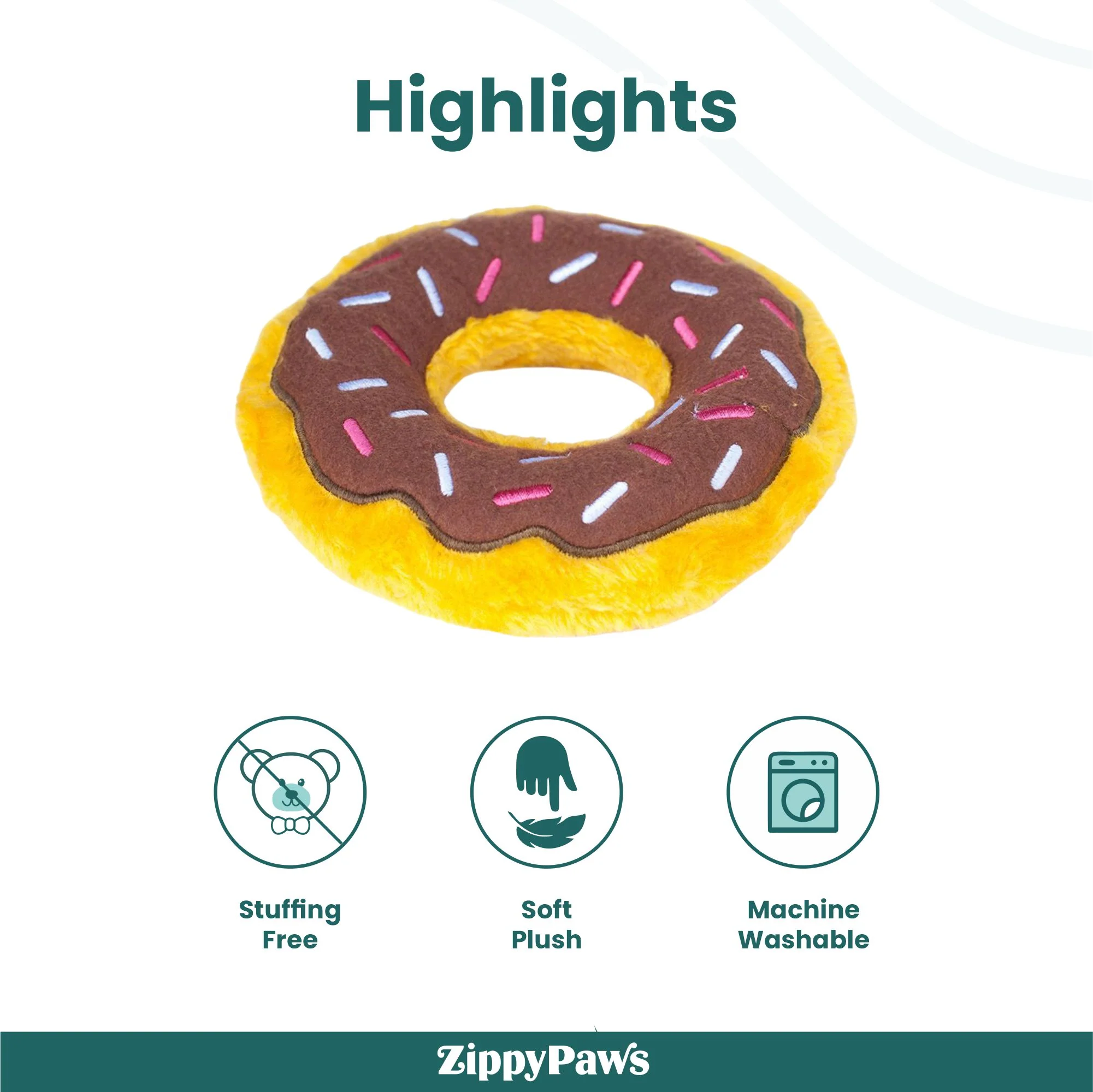 Zippy Paws Chocolate Donutz Plush Toy for Dogs - Image 4