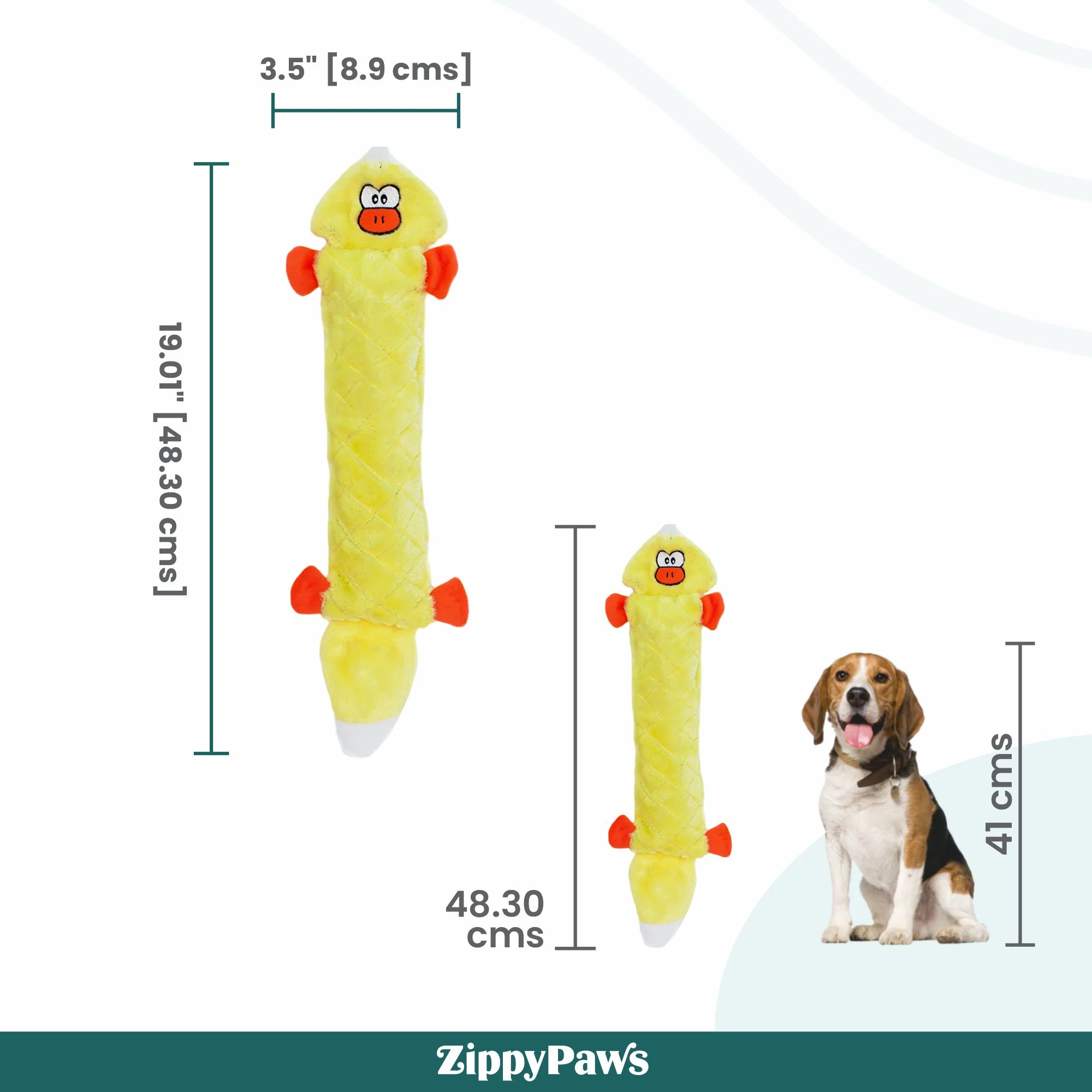 Zippy Paws Duck Jigglerz Plush Toy for Dogs - Image 3