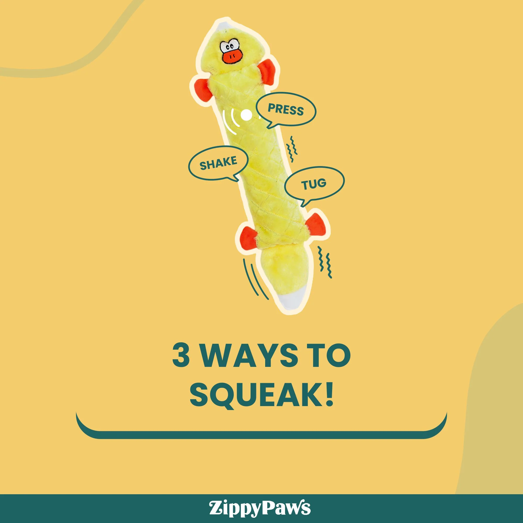 Zippy Paws Duck Jigglerz Plush Toy for Dogs - Image 4