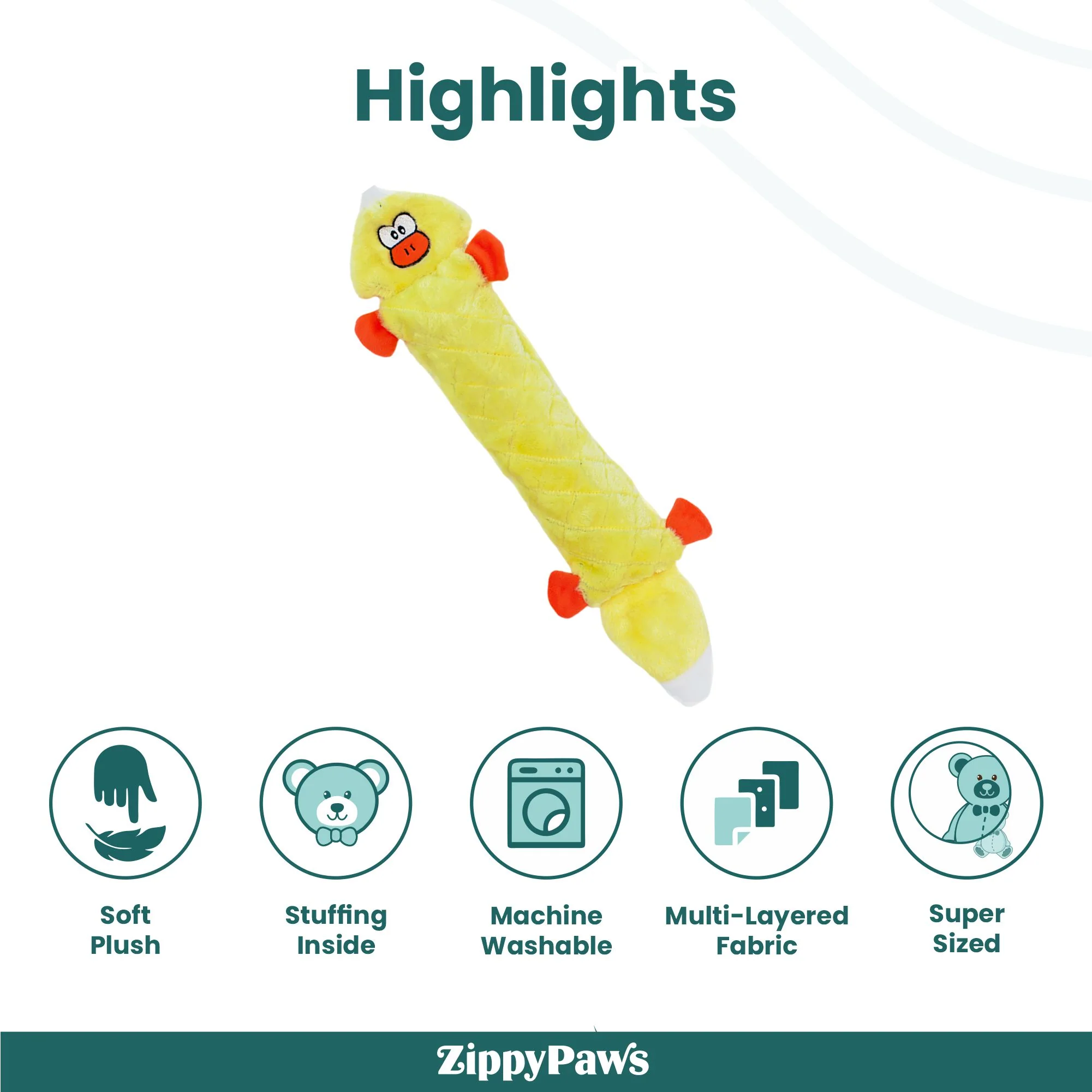 Zippy Paws Duck Jigglerz Plush Toy for Dogs - Image 5