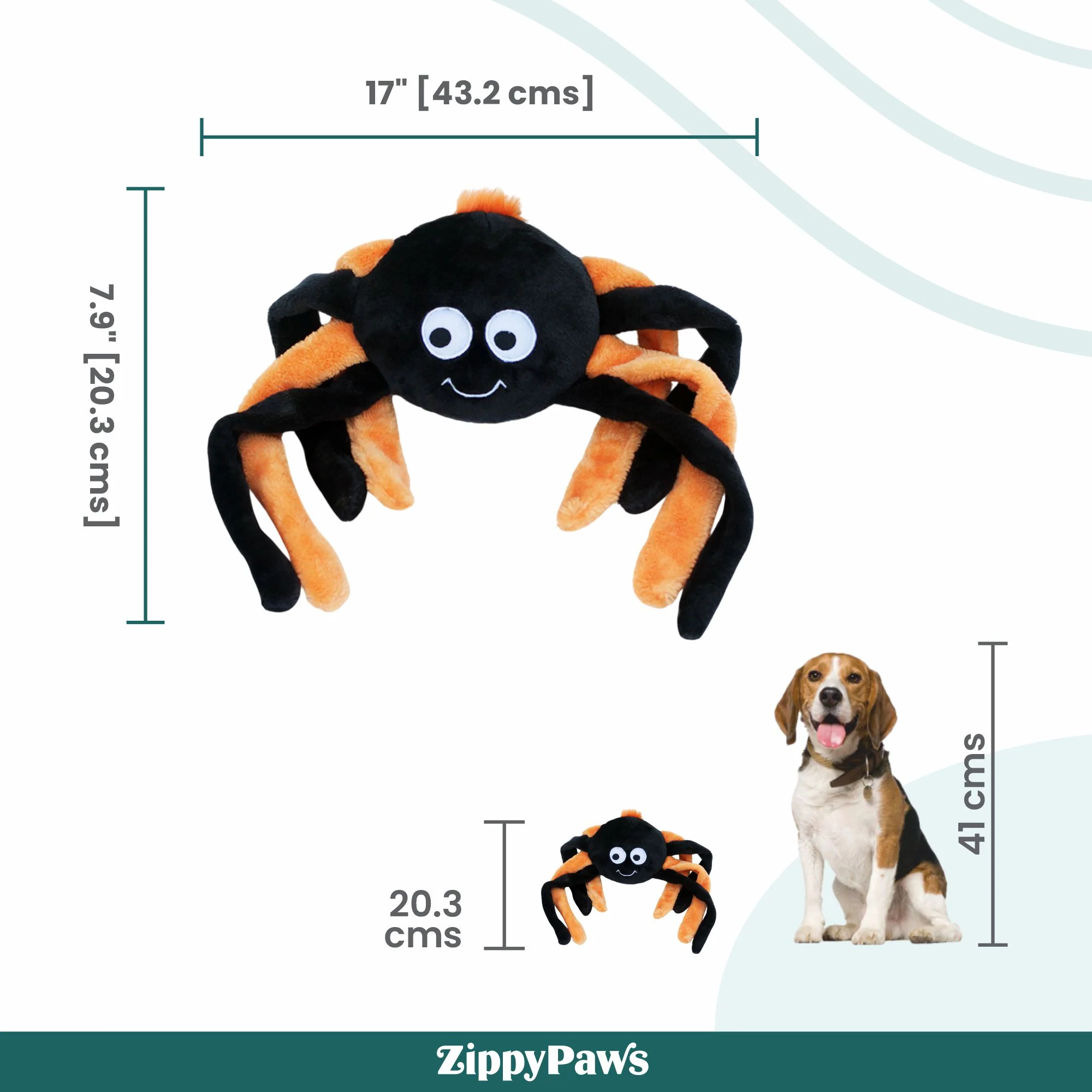 Zippy Paws Halloween Spider Grunterz Plush Toy for Dogs - Image 2