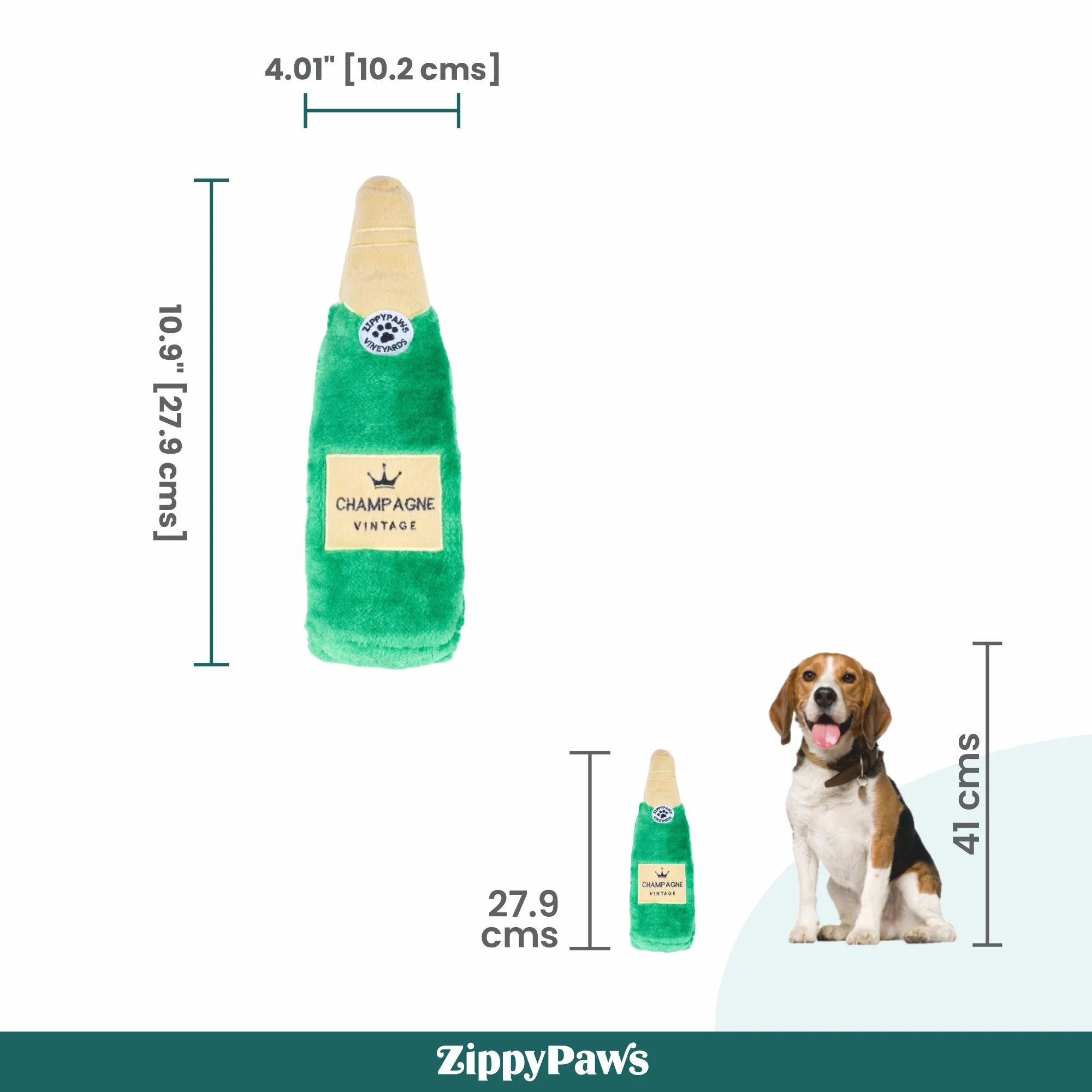 Zippy Paws Happy Hour Champagne Crusherz Plush Toy for Dogs - Image 3