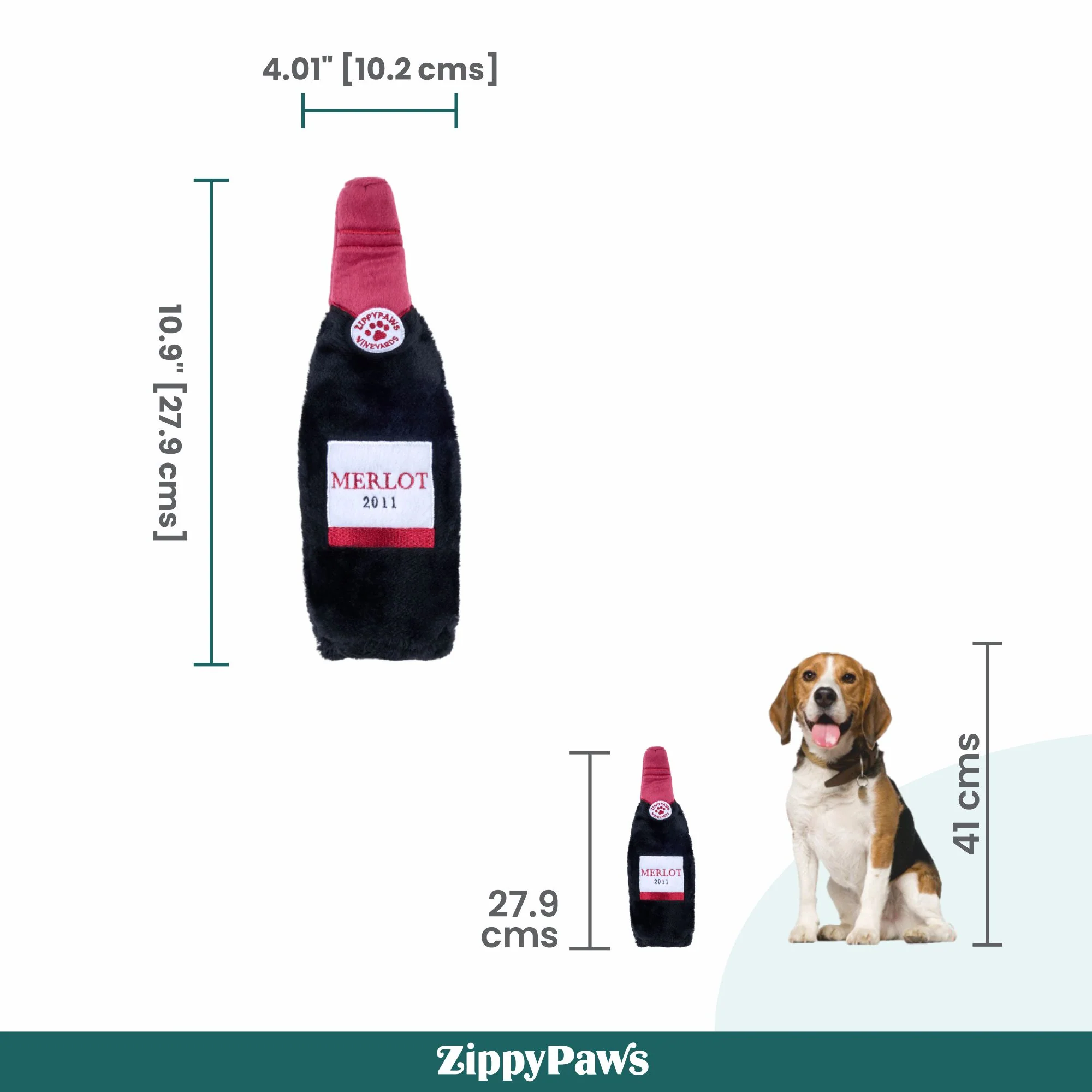 Zippy Paws Happy Hour Red Wine Crusherz Plush Toy for Dogs - Image 3