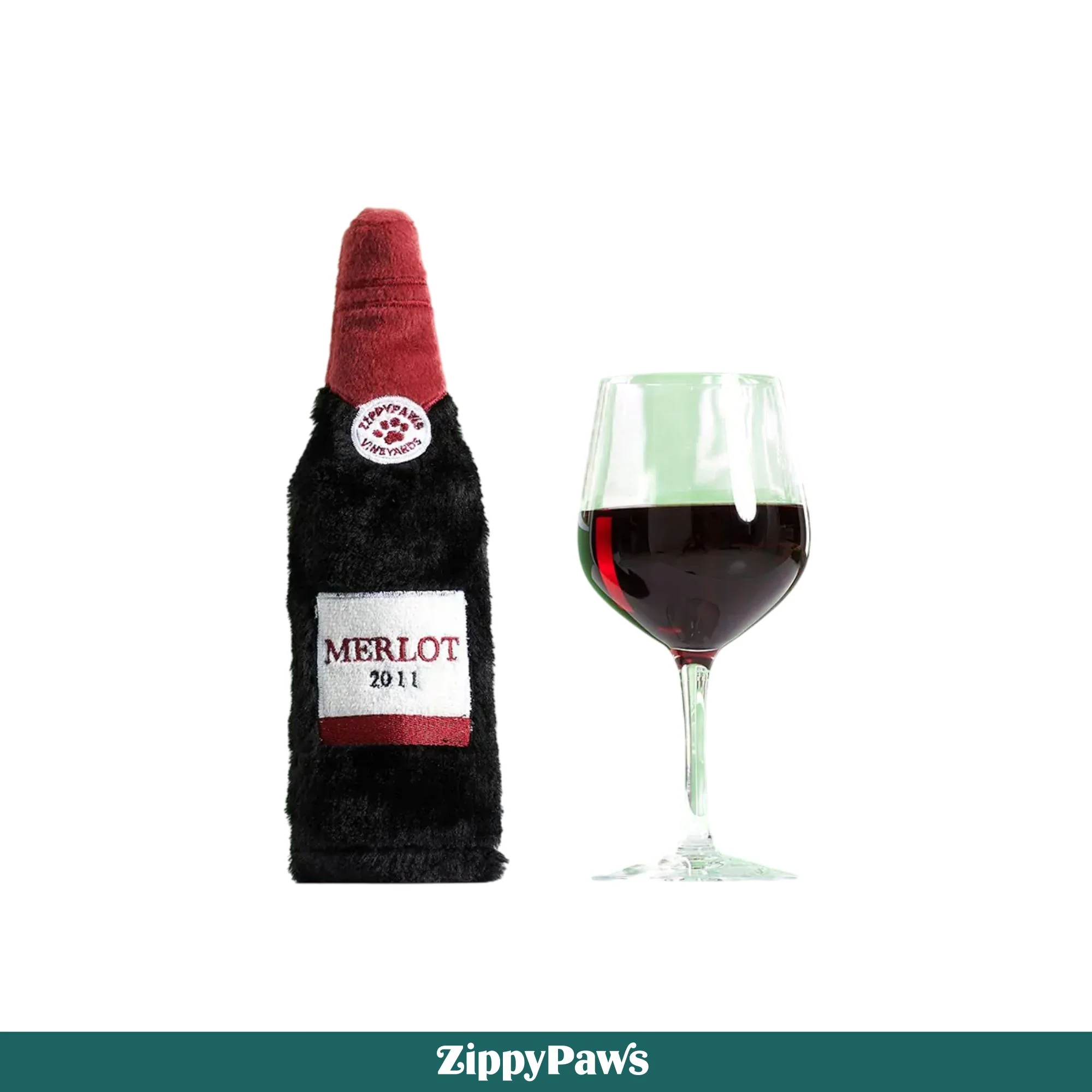 Zippy Paws Happy Hour Red Wine Crusherz Plush Toy for Dogs - Image 8