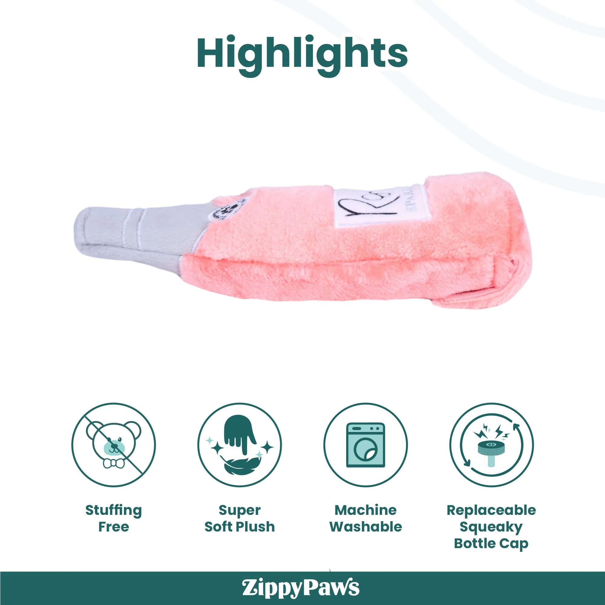 Zippy Paws Happy Hour Rose Crusherz Plush Toy for Dogs - Image 5