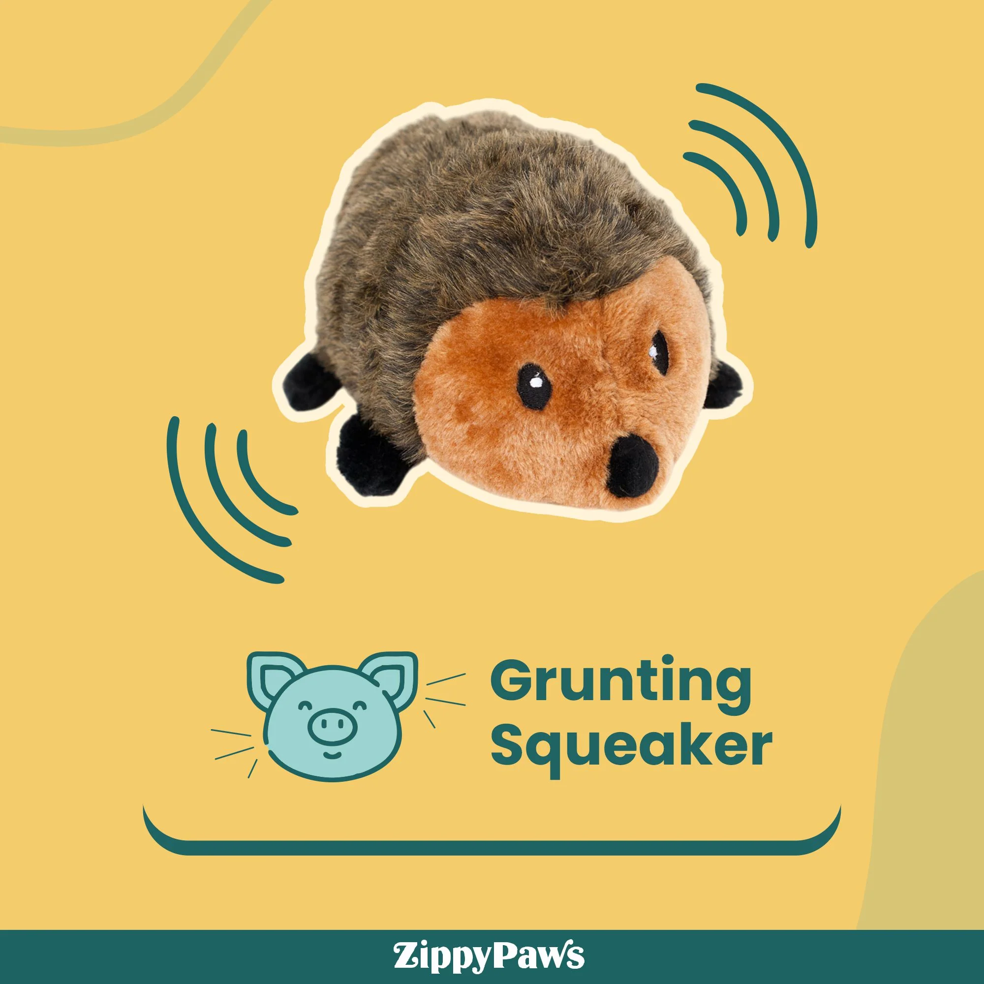 Zippy Paws Hedgehog Grunterz Plush Toy for Dogs - Image 2