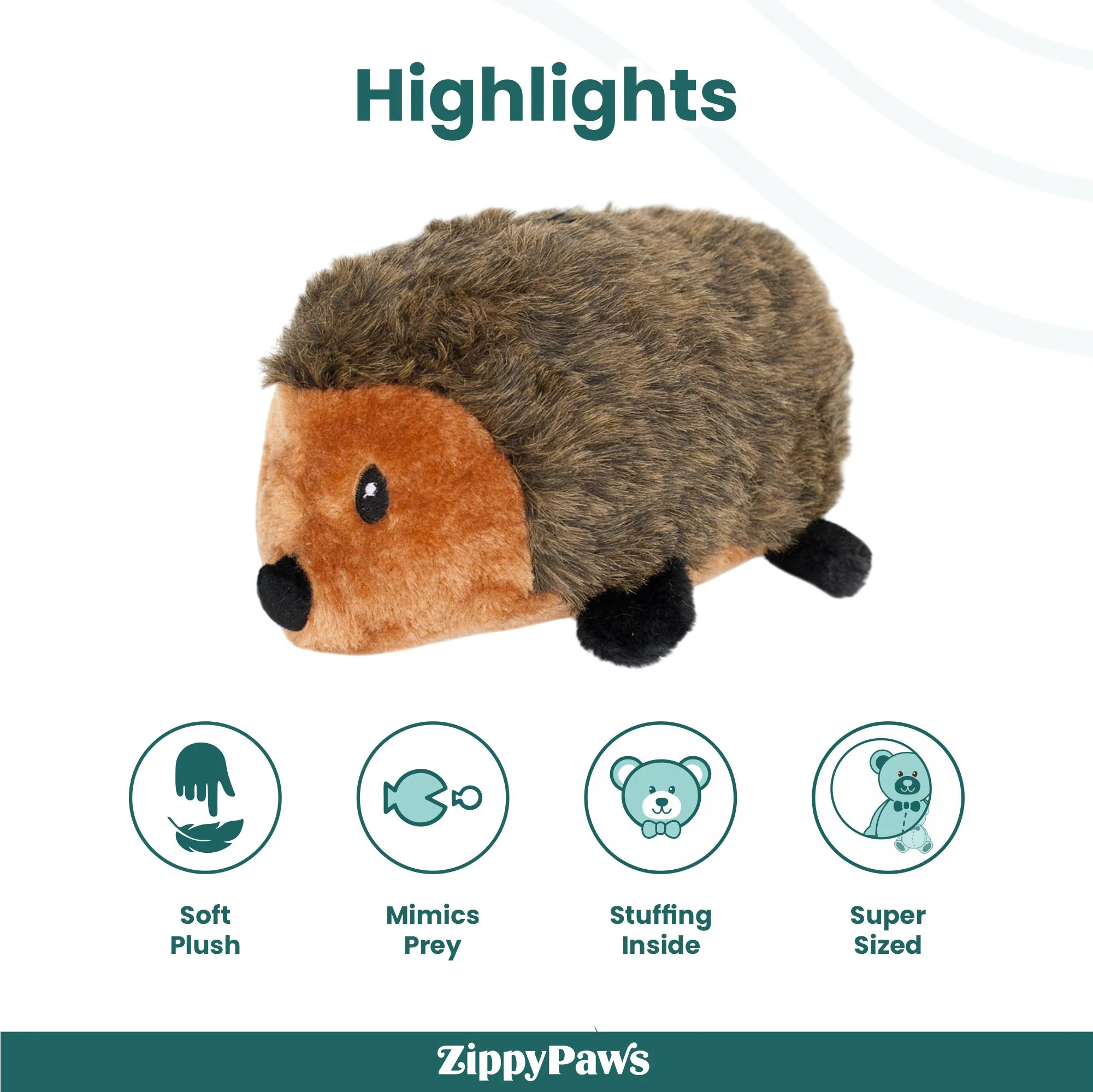 Zippy Paws Hedgehog Grunterz Plush Toy for Dogs - Image 4