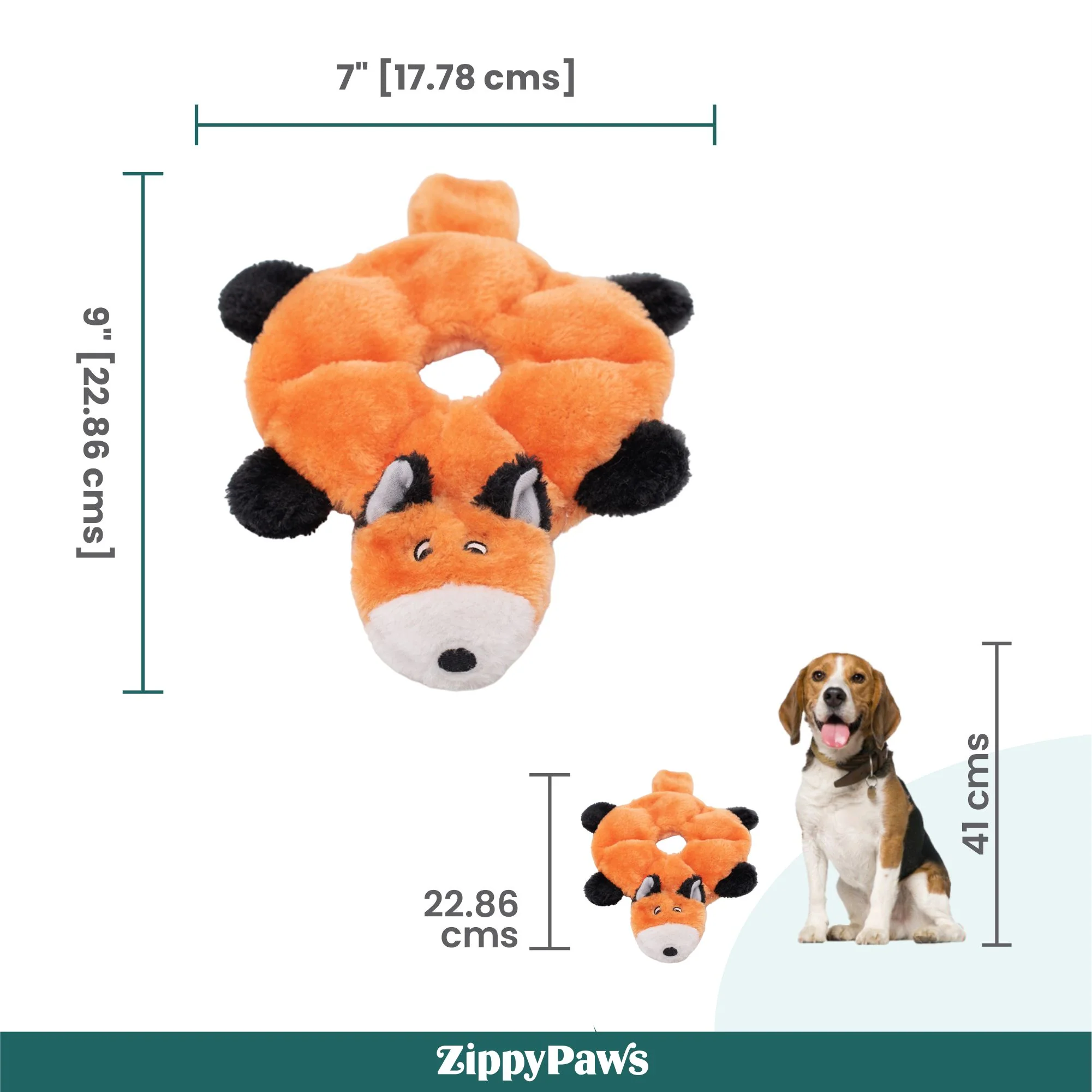Zippy Paws Loopy Fox Plush Toy for Dogs - Image 2