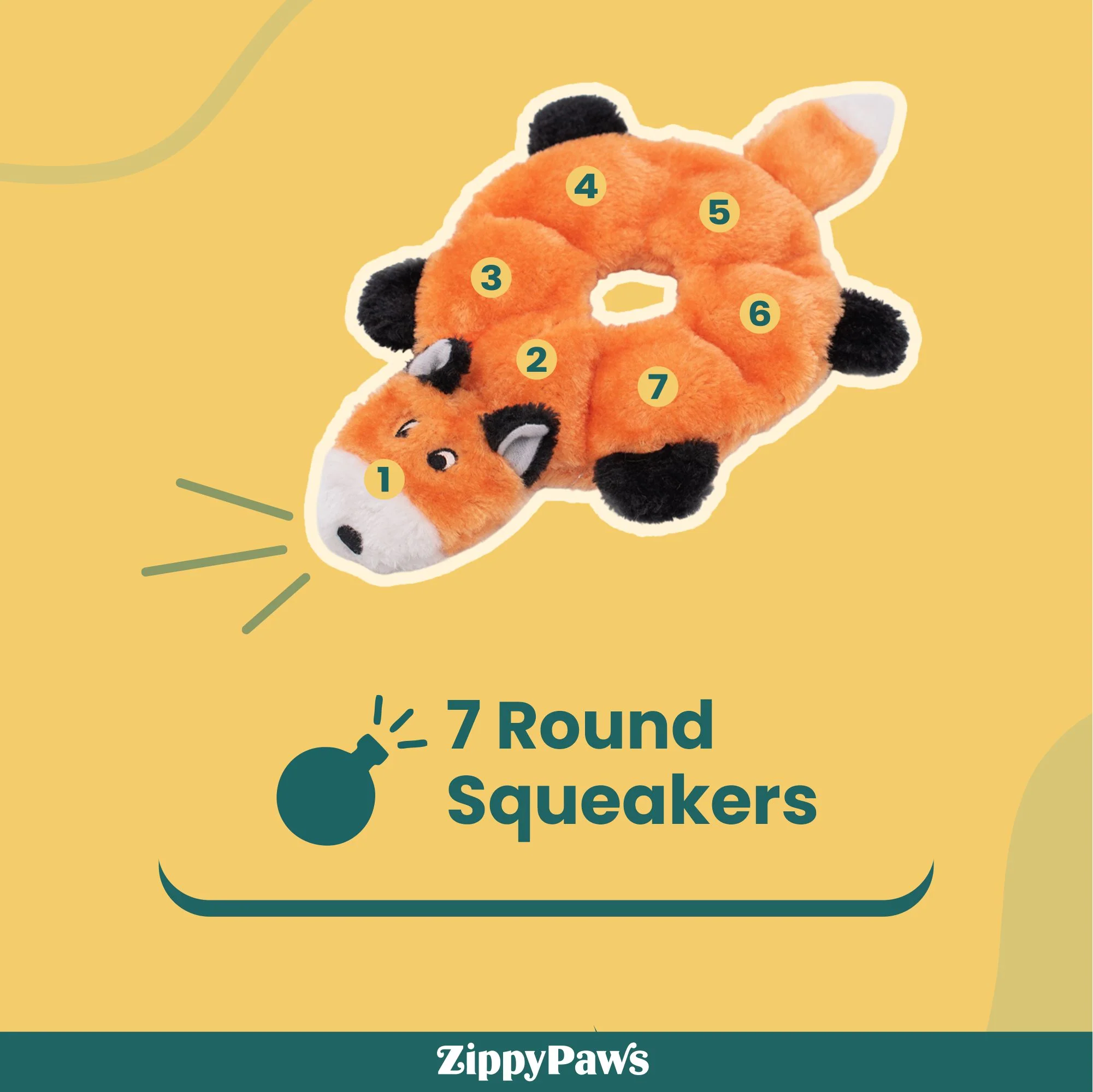 Zippy Paws Loopy Fox Plush Toy for Dogs - Image 3