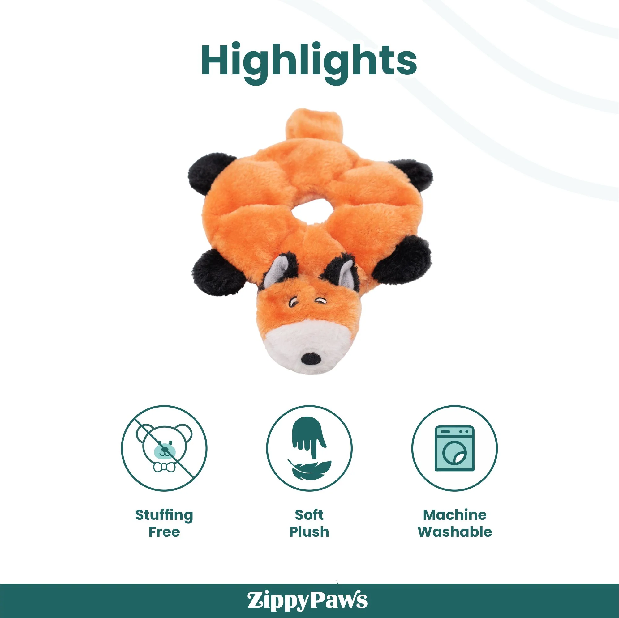Zippy Paws Loopy Fox Plush Toy for Dogs - Image 4
