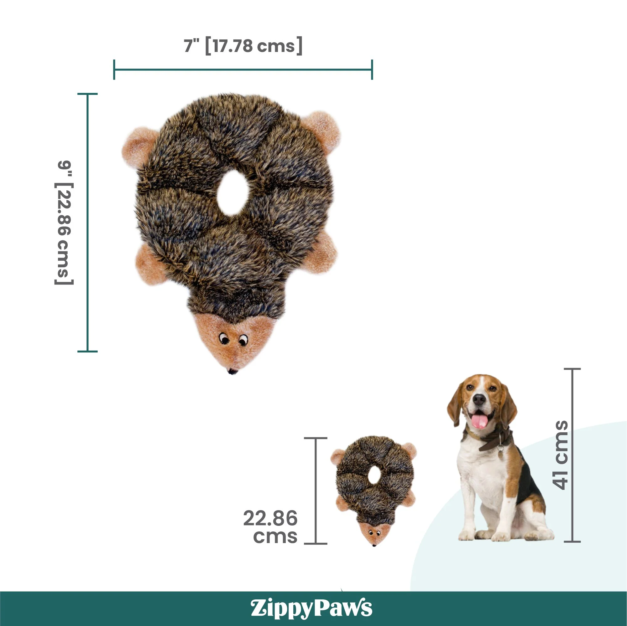 Zippy Paws Loopy Hedgehog Plush Toy for Dogs - Image 3
