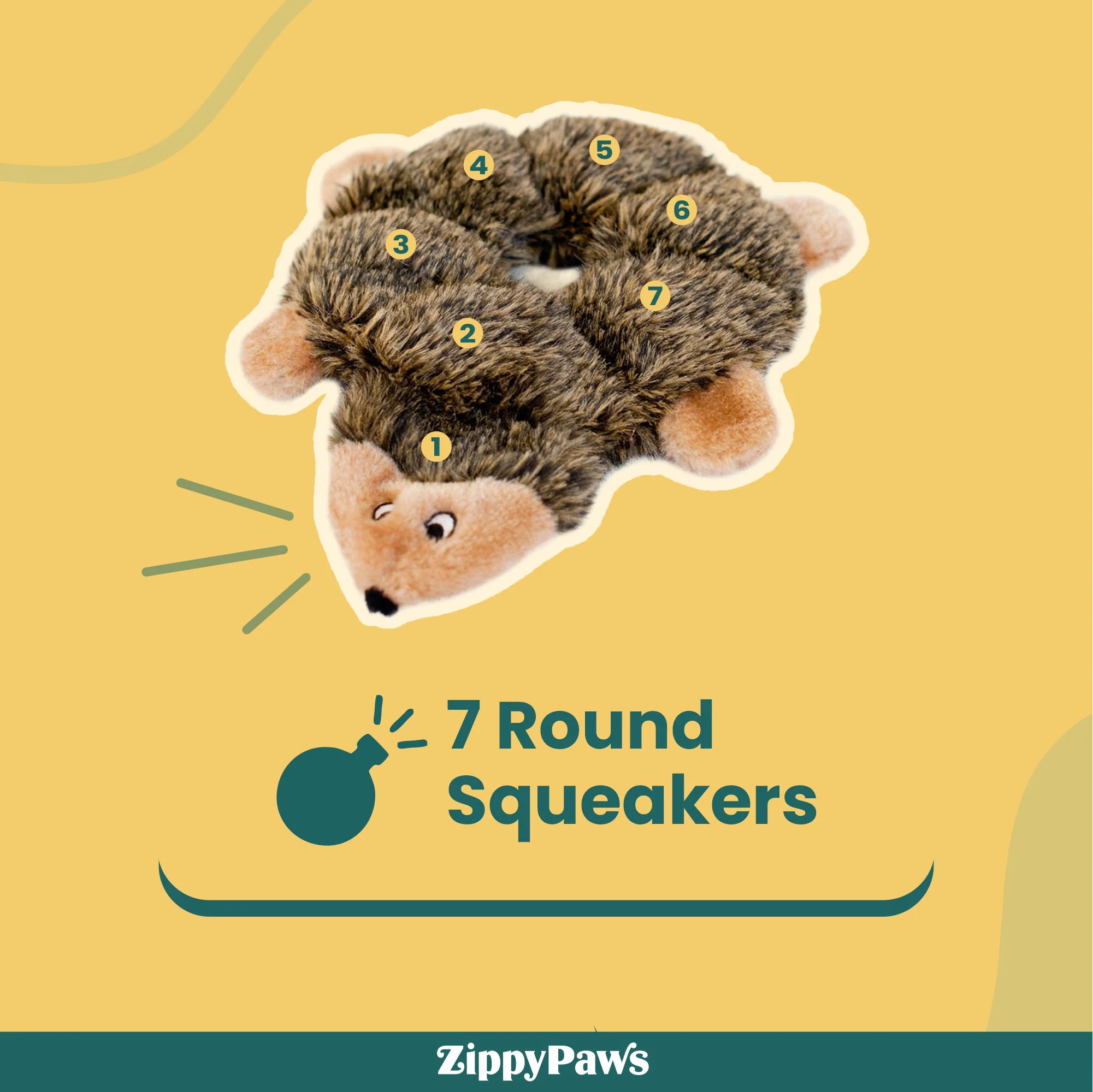 Zippy Paws Loopy Hedgehog Plush Toy for Dogs - Image 4