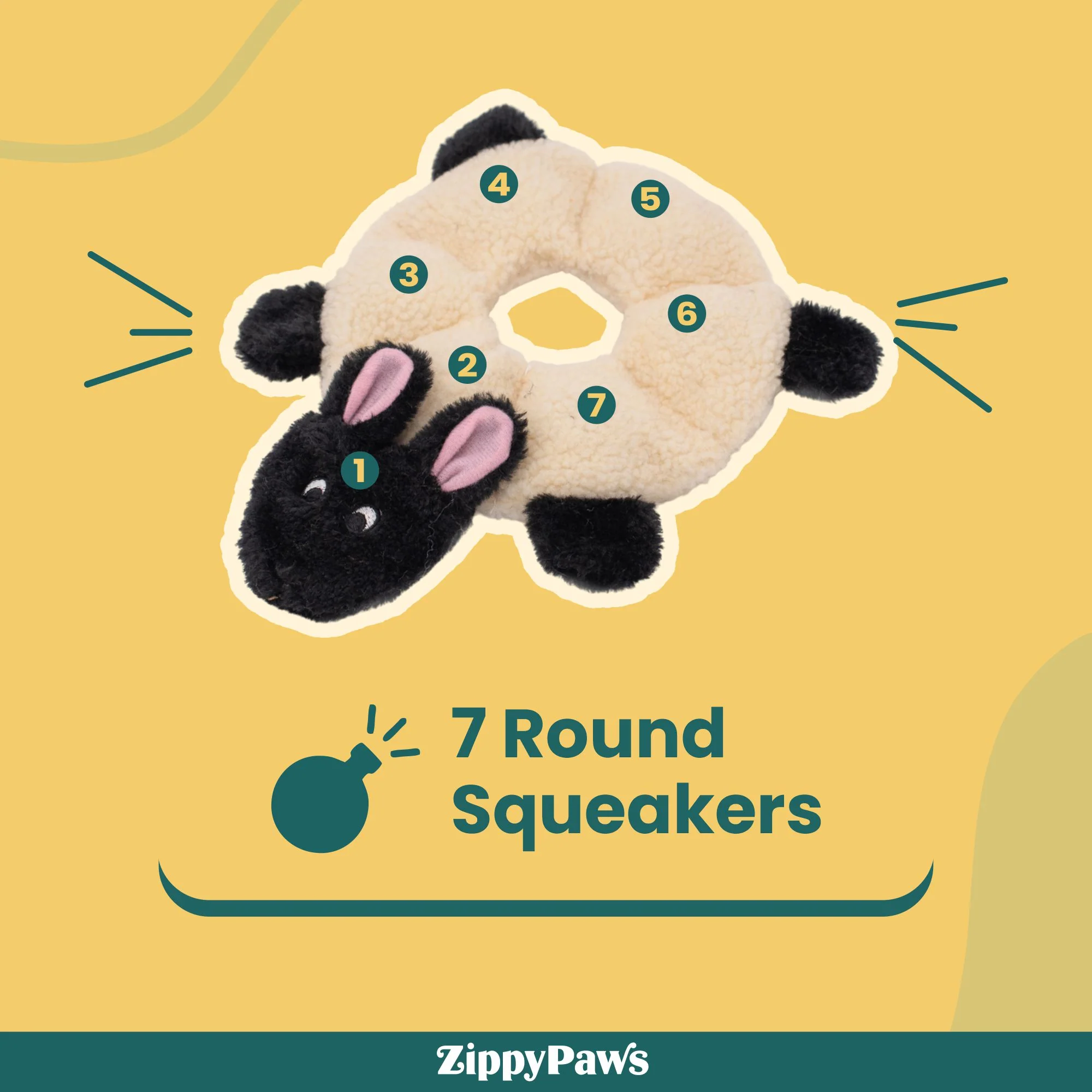 Zippy Paws Loopy Sheep Plush Toy for Dogs - Image 7