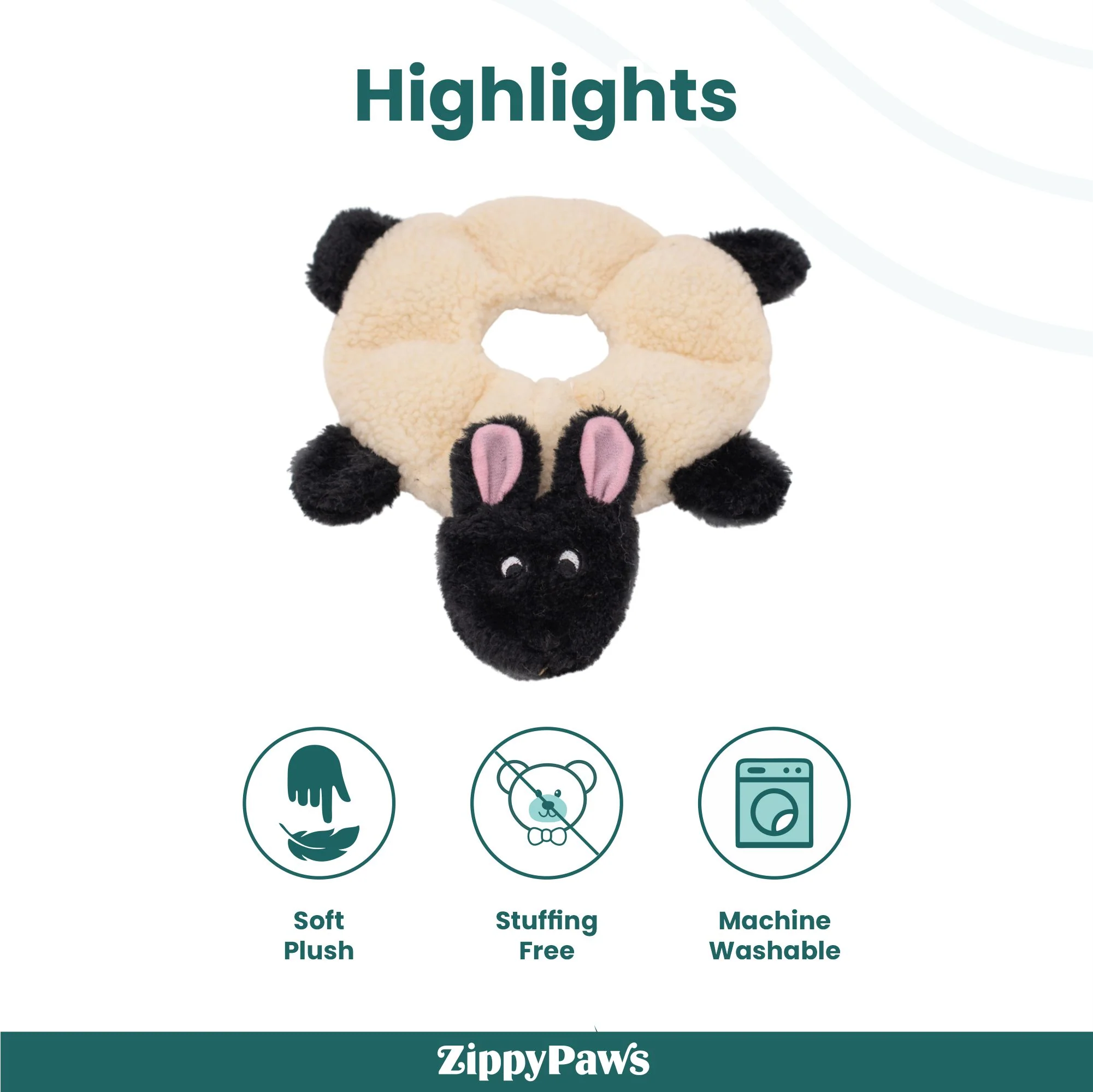 Zippy Paws Loopy Sheep Plush Toy for Dogs - Image 8