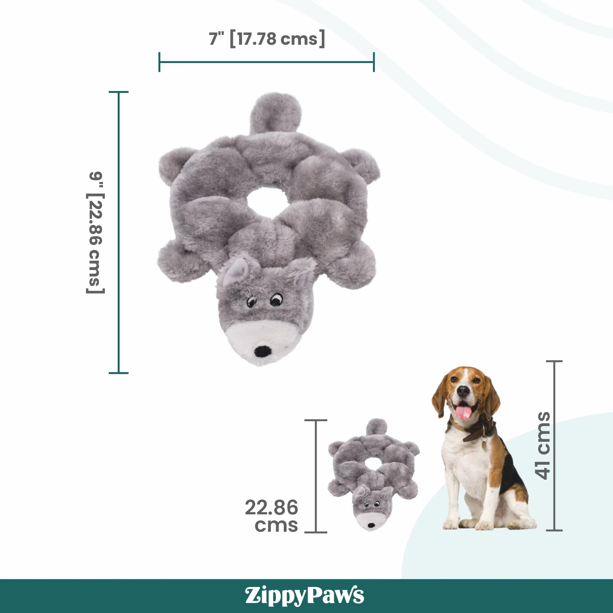 Zippy Paws Loopy Wolf Plush Toy for Dogs - Image 2