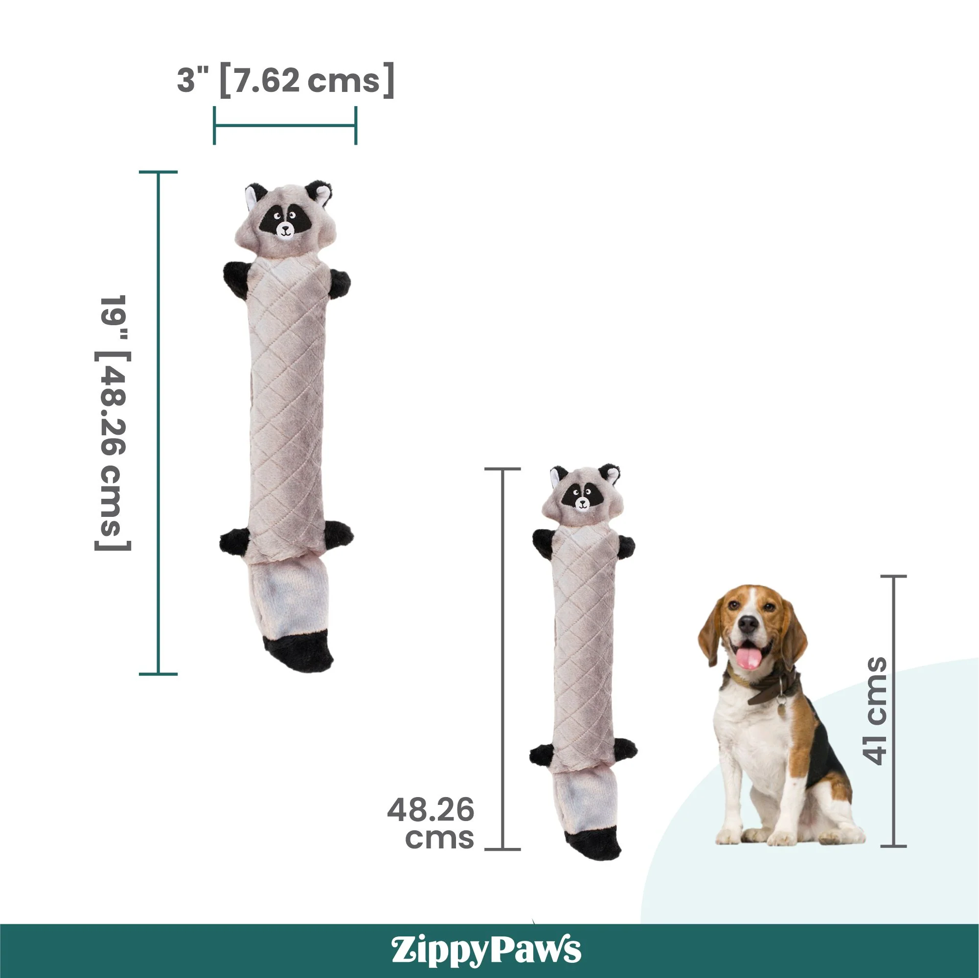 Zippy Paws Raccoon Jigglerz Plush Toy for Dogs - Image 3