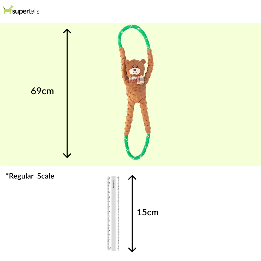 Zippy Paws RopeTugz Bear Plush Toy for Dogs - Image 2