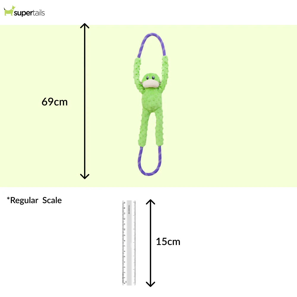 Zippy Paws RopeTugz Monkey Green Plush Toy for Dogs - Image 2