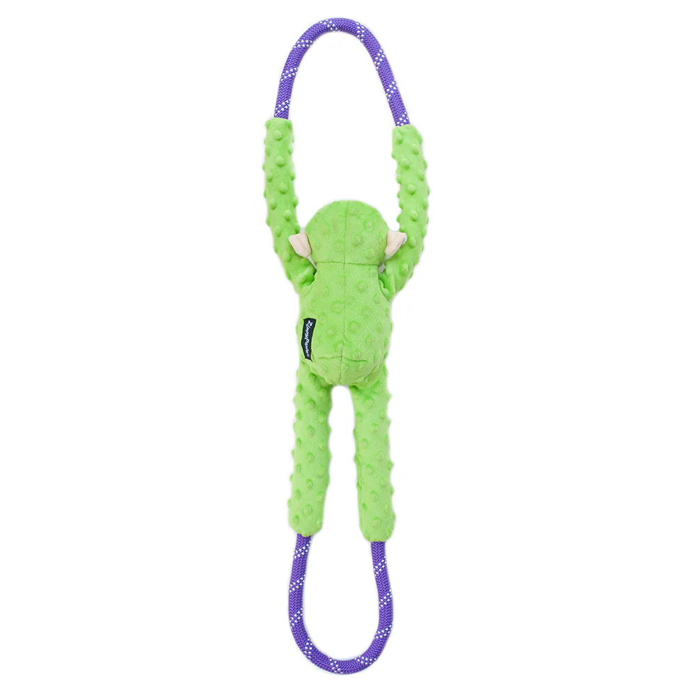 Zippy Paws RopeTugz Monkey Green Plush Toy for Dogs - Image 3