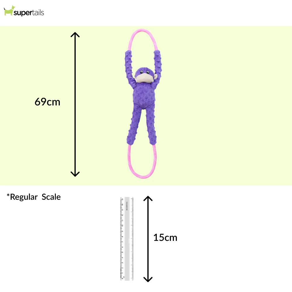 Zippy Paws RopeTugz Monkey Purple Plush Toy for Dogs - Image 2