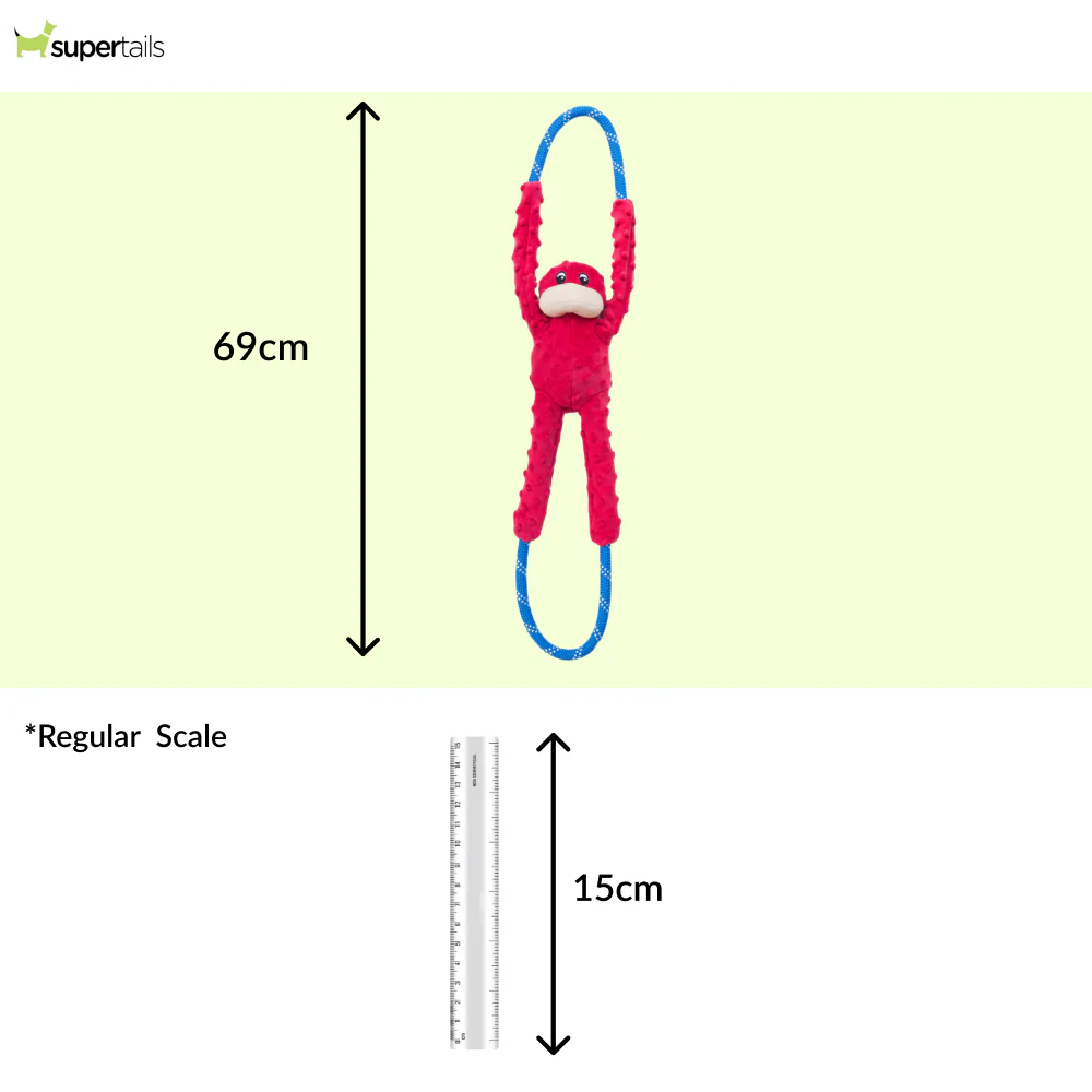 Zippy Paws RopeTugz Monkey Red Plush Toy for Dogs - Image 2