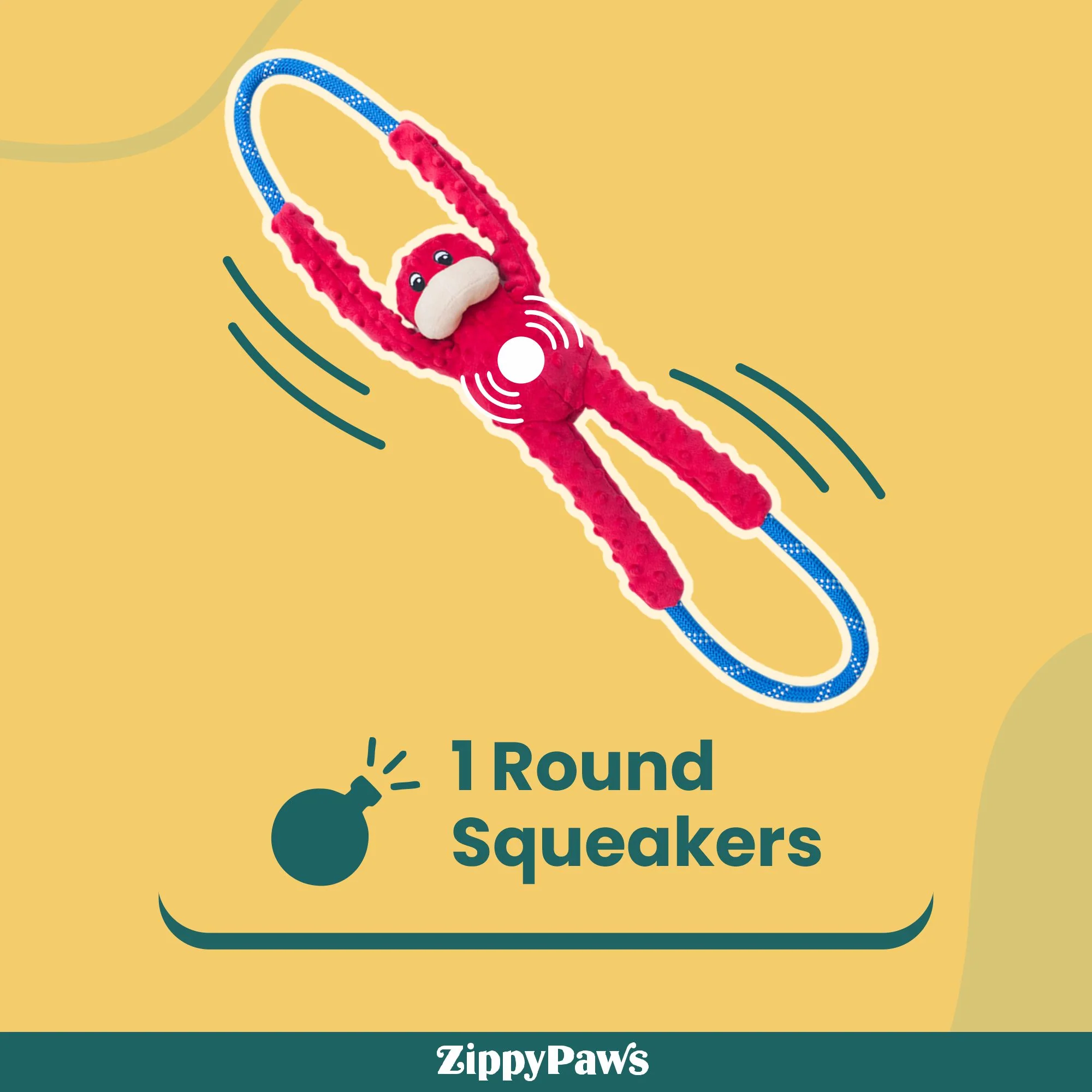 Zippy Paws RopeTugz Monkey Red Plush Toy for Dogs - Image 4