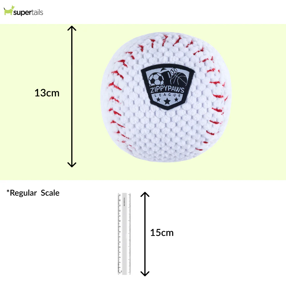 Zippy Paws SportsBallz Baseball Plush Toy for Dogs - Image 2