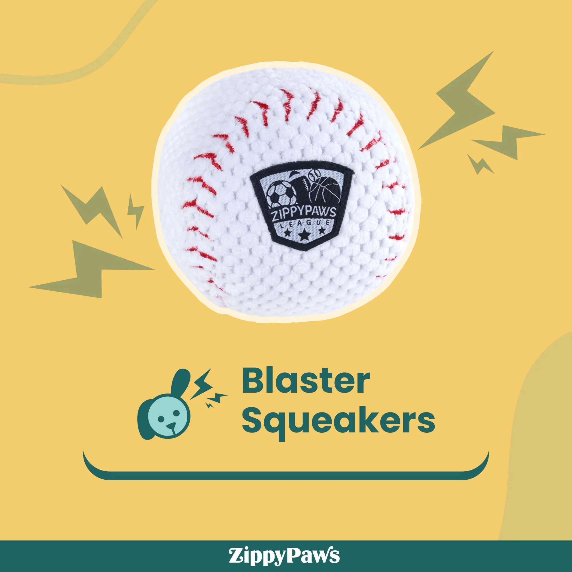 Zippy Paws SportsBallz Baseball Plush Toy for Dogs - Image 4