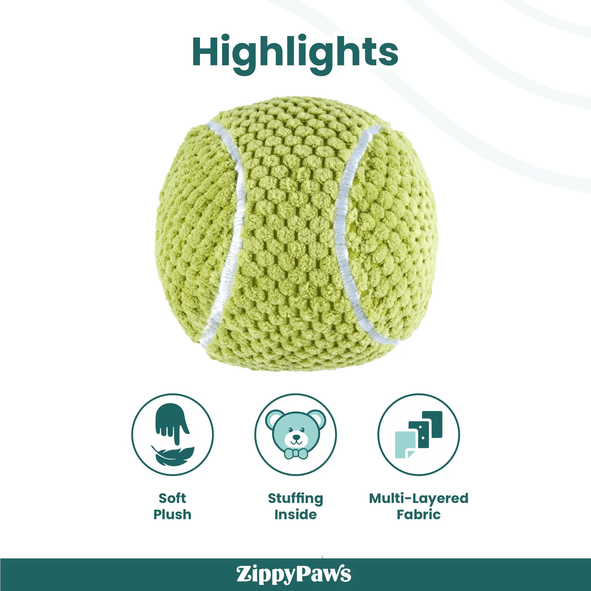 Zippy Paws SportsBallz Tennis Ball Plush Toy for Dogs - Image 5