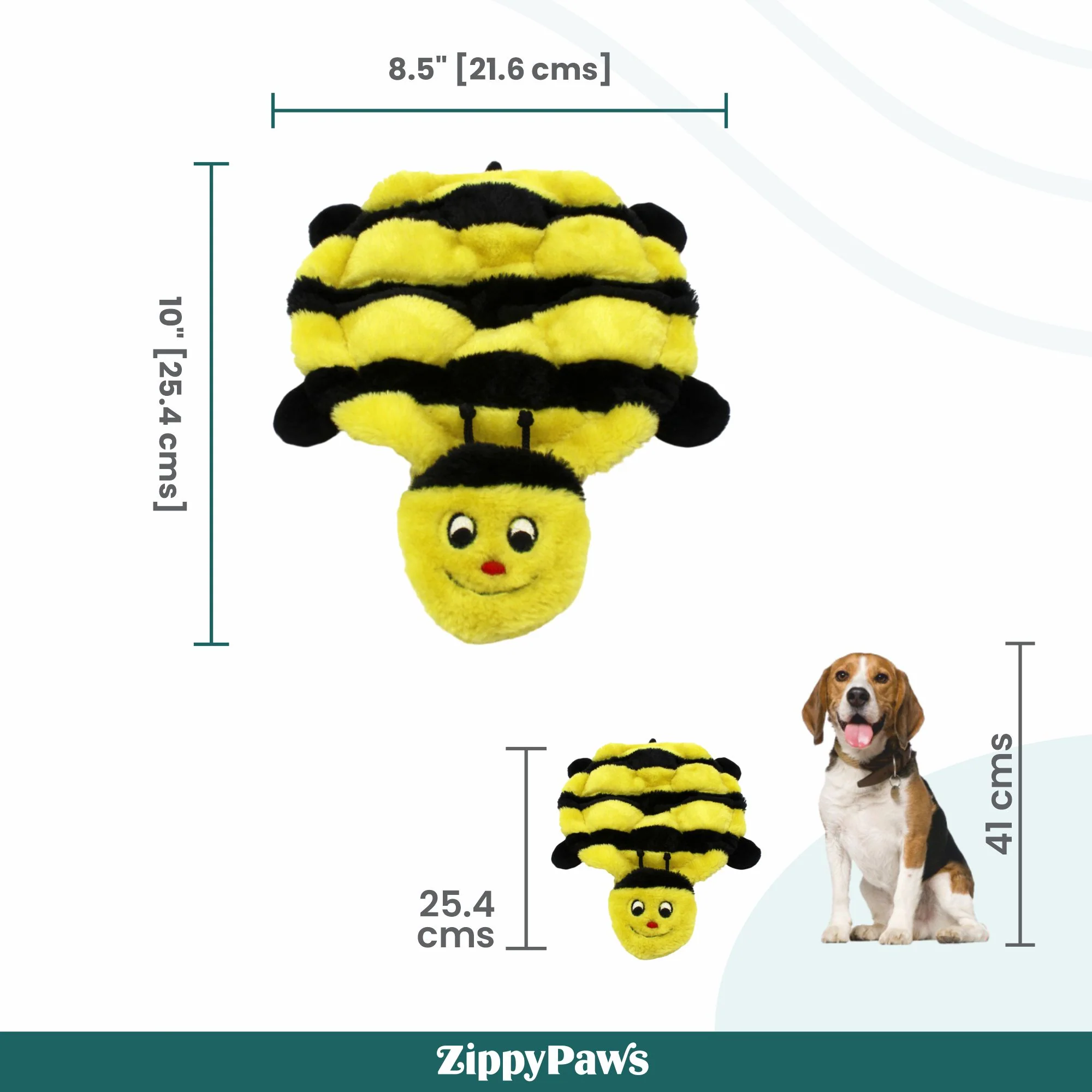 Zippy Paws Squeakie Crawler Bertie the Bee Plush Toy for Dogs - Image 4