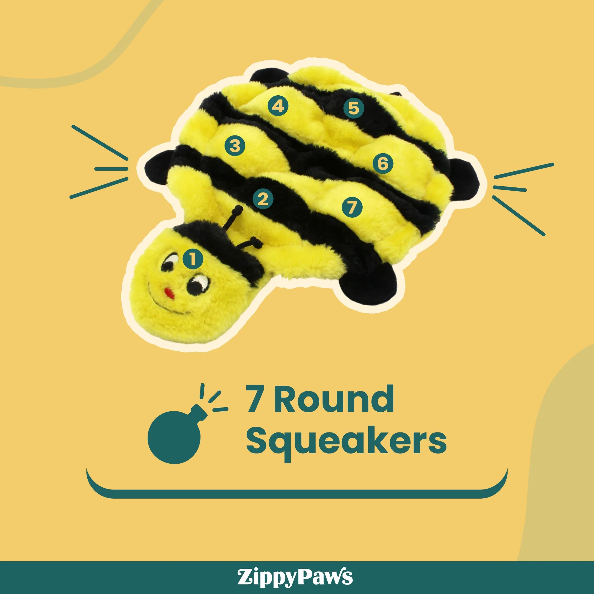 Zippy Paws Squeakie Crawler Bertie the Bee Plush Toy for Dogs - Image 5