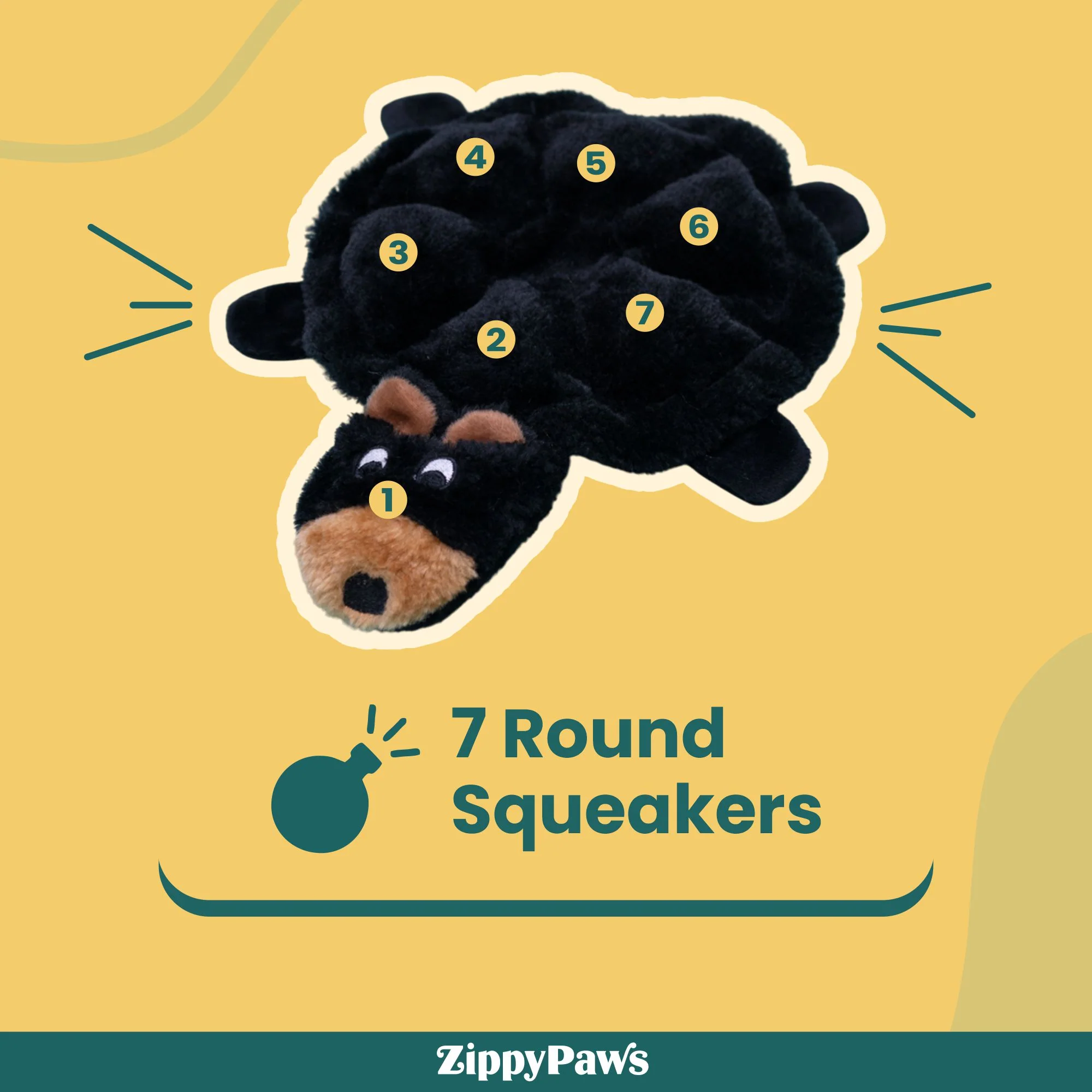 Zippy Paws Squeakie Crawler Bubba the Bear Plush Toy for Dogs - Image 4