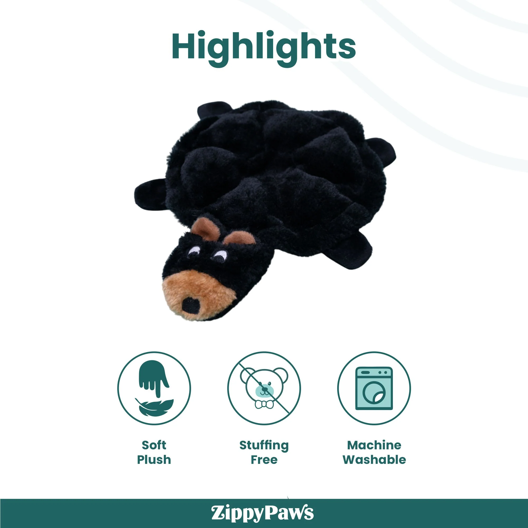 Zippy Paws Squeakie Crawler Bubba the Bear Plush Toy for Dogs - Image 5