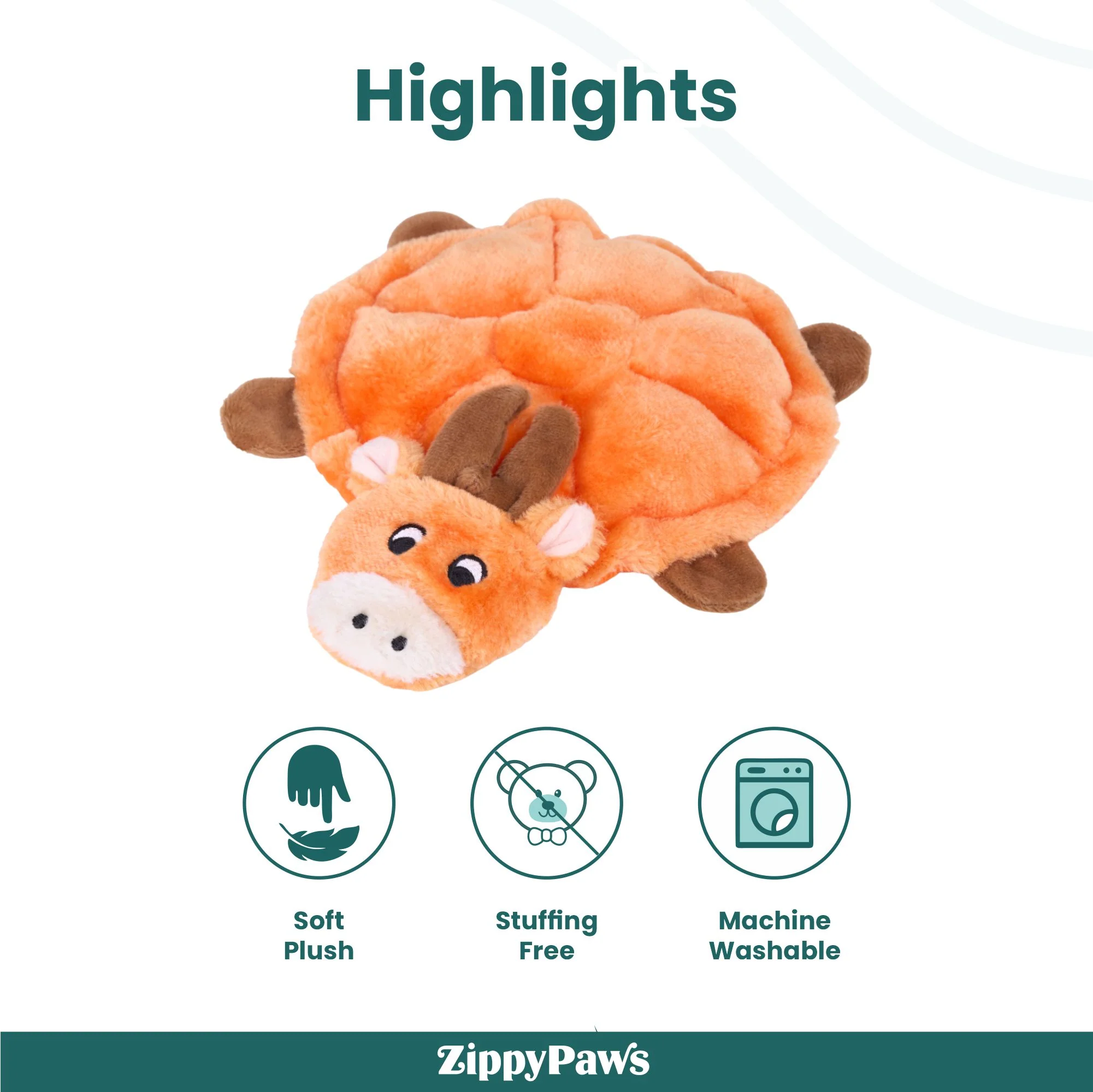 Zippy Paws Squeakie Crawler Moody the Moose Plush Toy for Dogs - Image 4