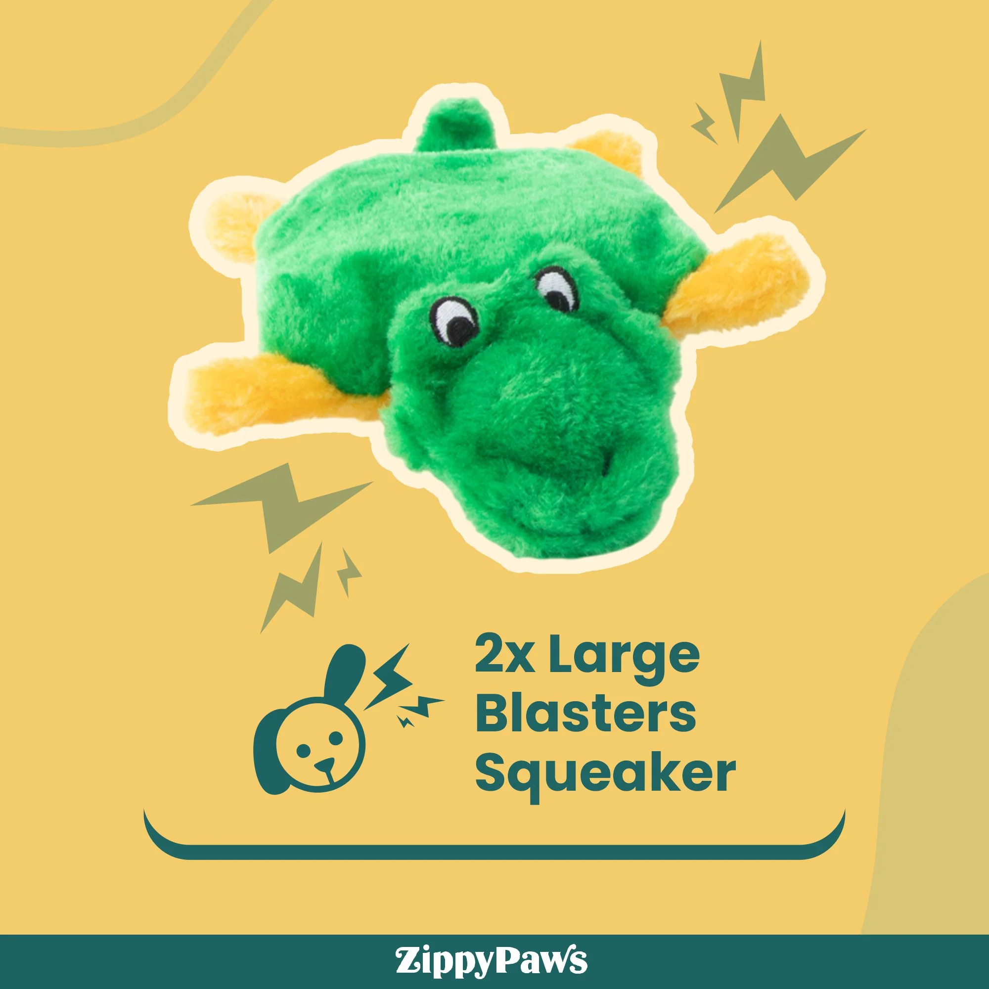 Zippy Paws Squeakie Pads Hippo & Aligator Plush Toy for Dogs - Image 4