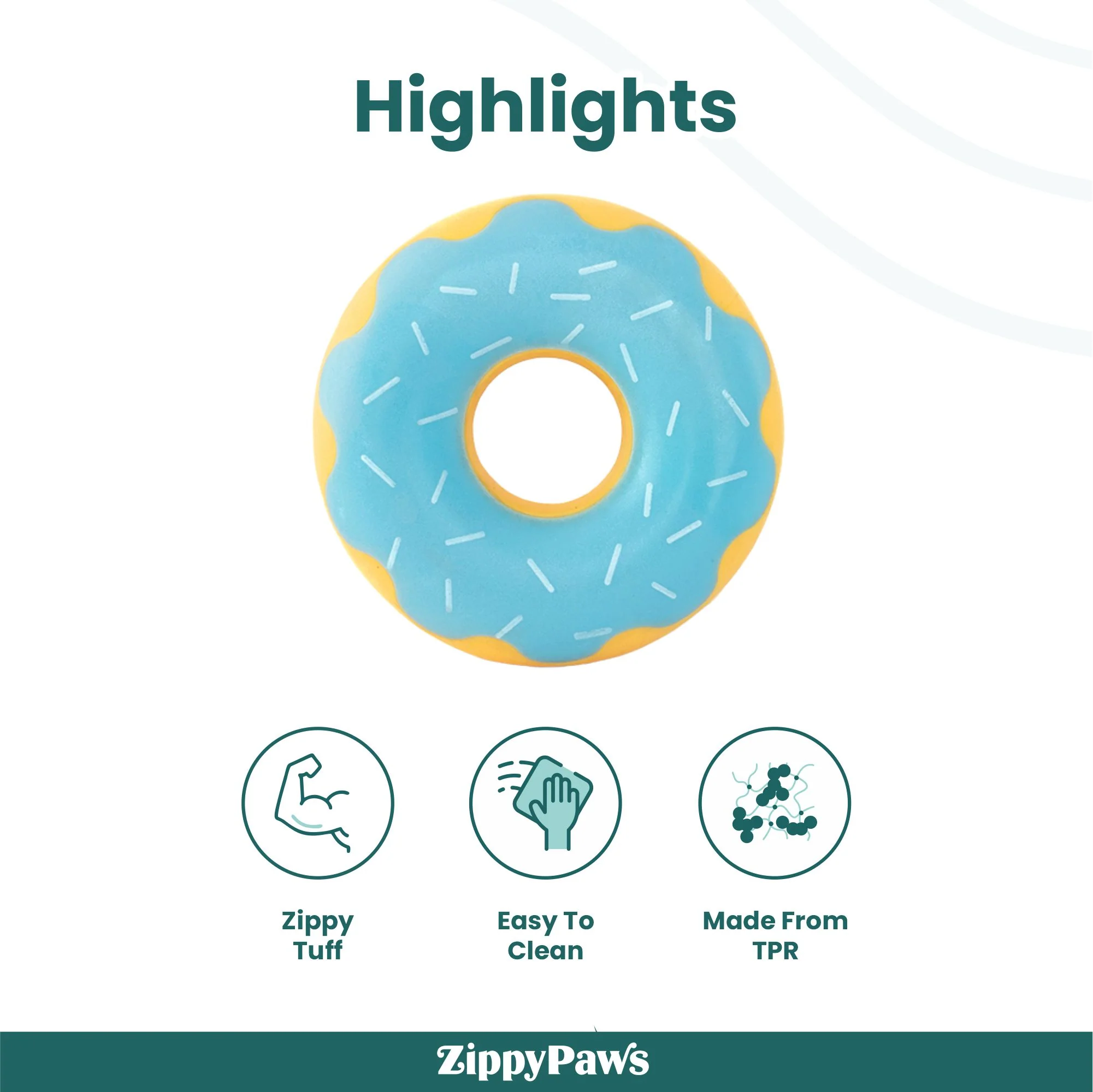 Zippy Paws Zippy Blueberry Tuff Donutz Plush Toy for Dogs - Image 3