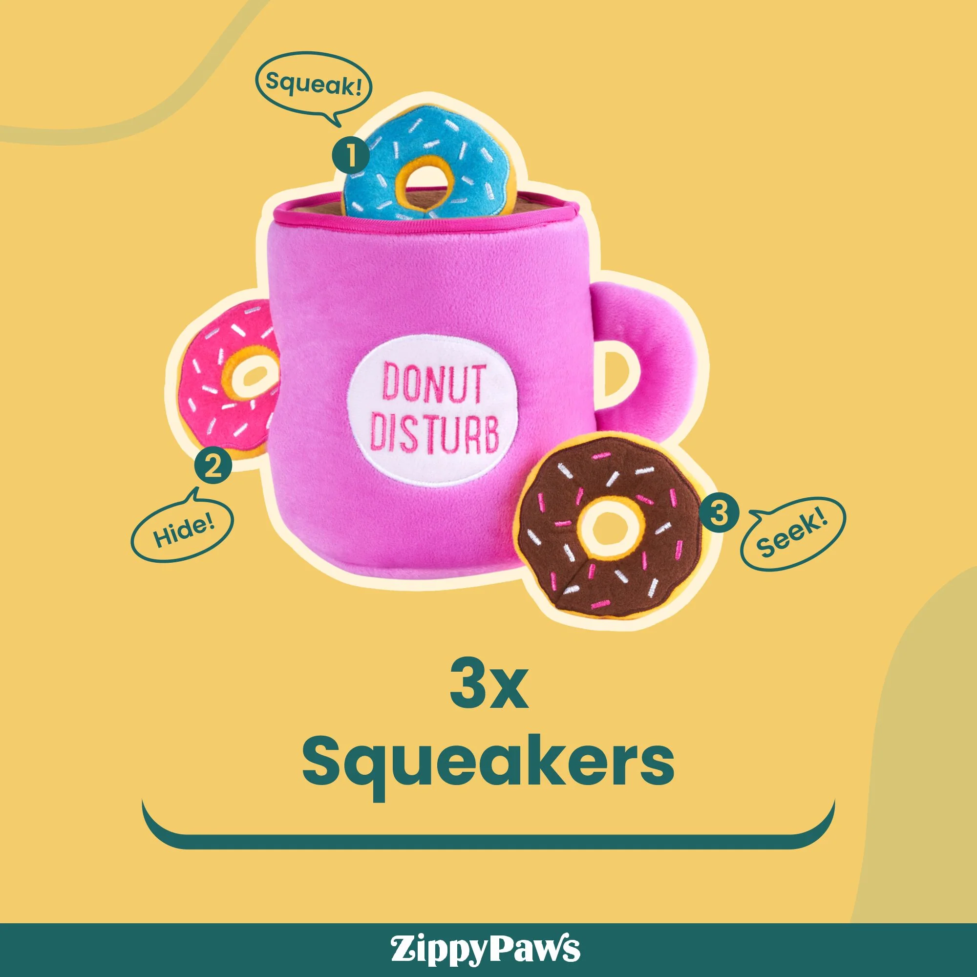 Zippy Paws Zippy Burrows Coffee and Donutz Plush Toy for Dogs - Image 4